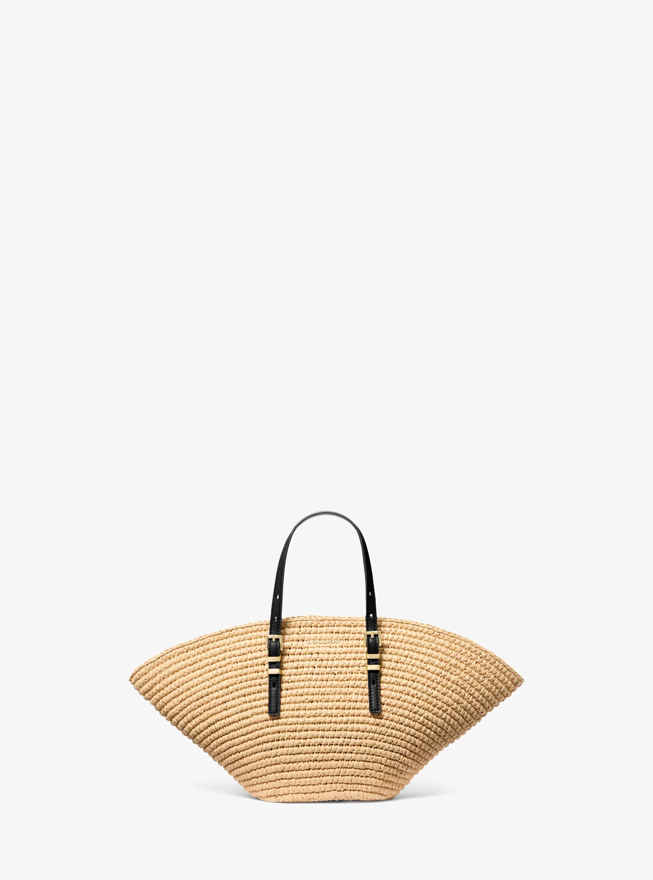 Handgeh&auml;kelter Shopper Isa Small aus Stroh in BEIGE/SCHWARZ | Michael Kors