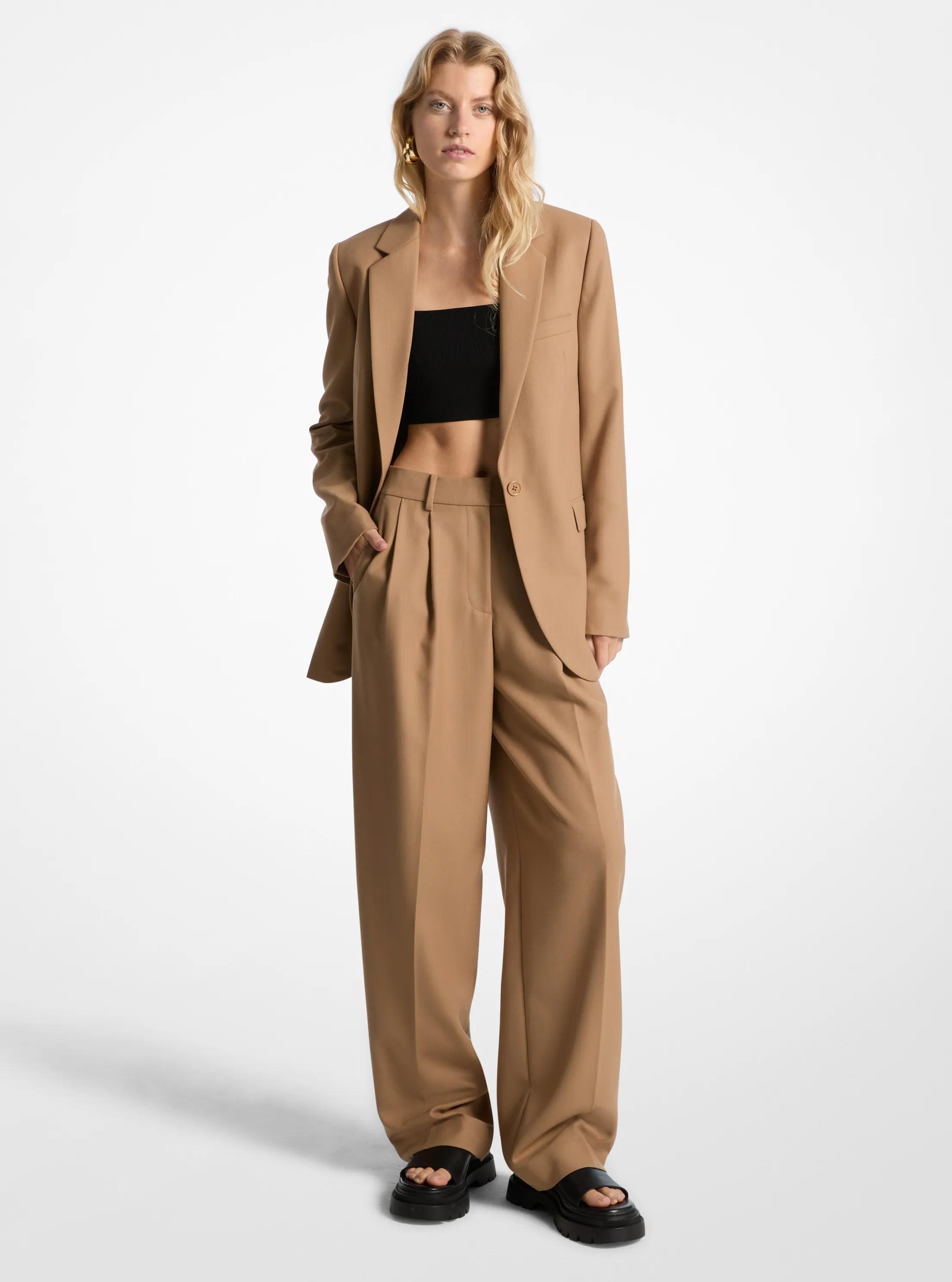 Pleated Wide-Leg Pants in CAFE | Michael Kors