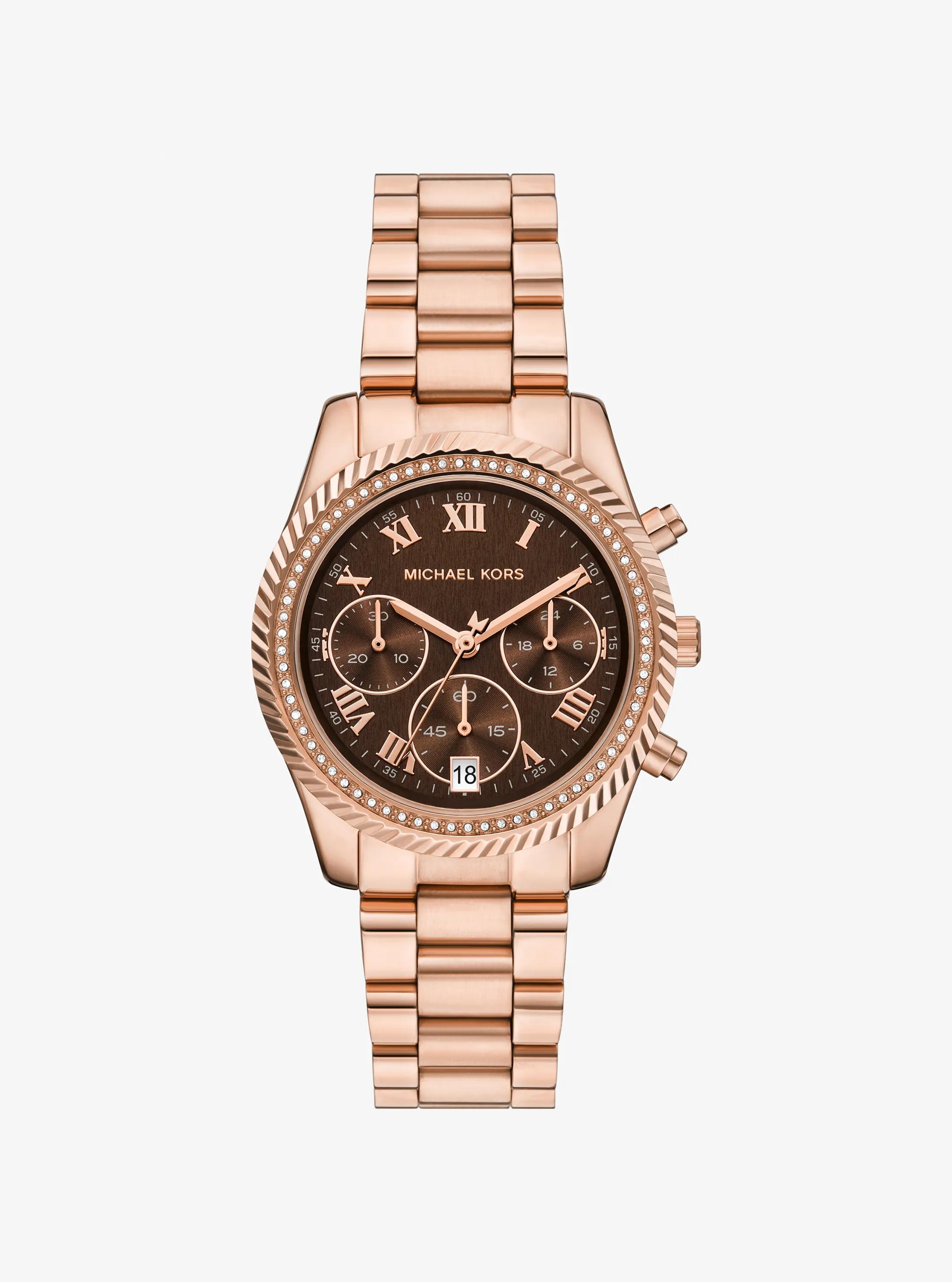 Lexington Pav&eacute; Rose Gold-Tone Watch  in ROSE GOLD | Michael Kors