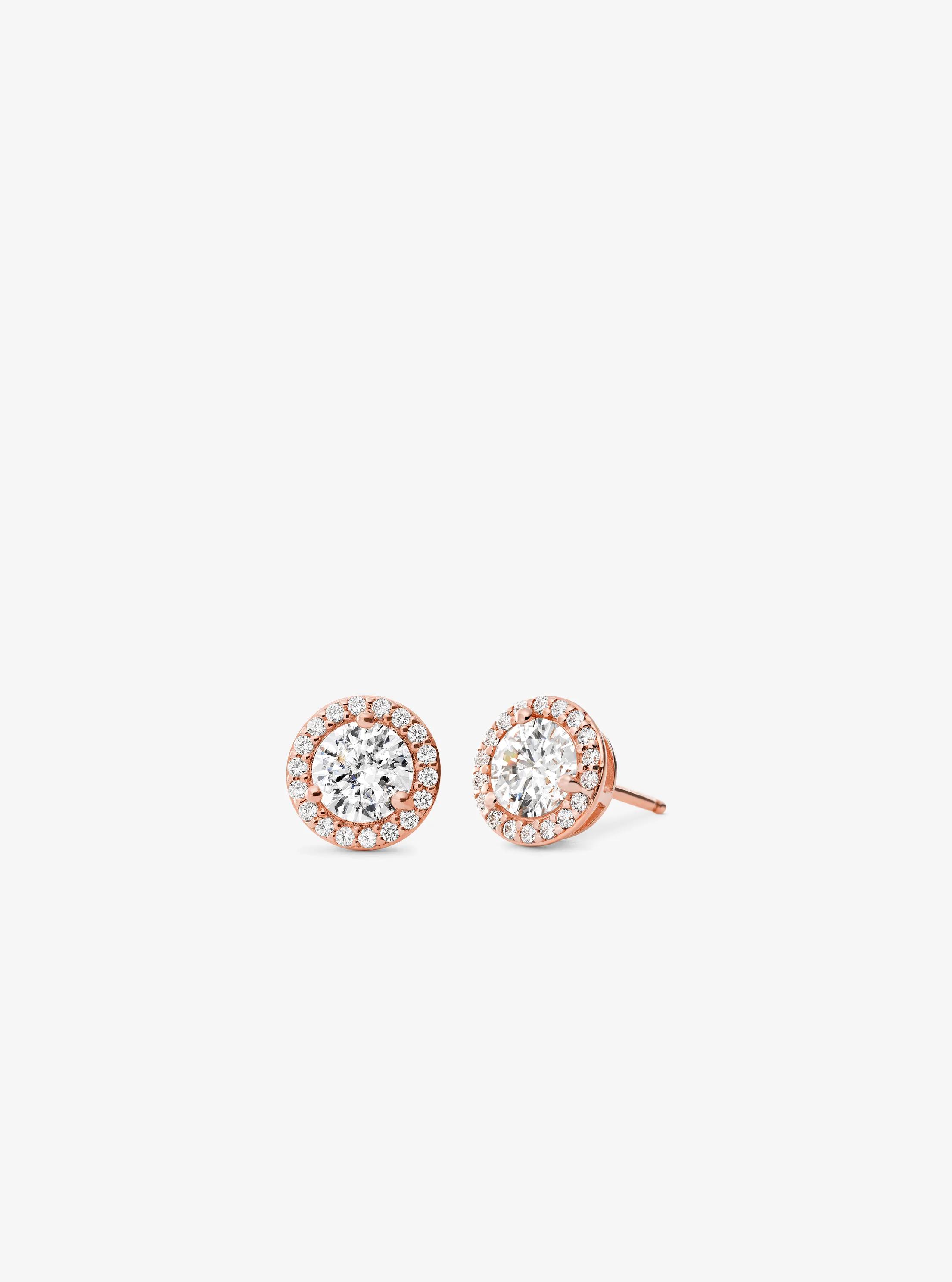 Precious Metal-Plated Sterling Silver Pav&eacute; Stud Earrings in ROSE GOLD | Michael Kors