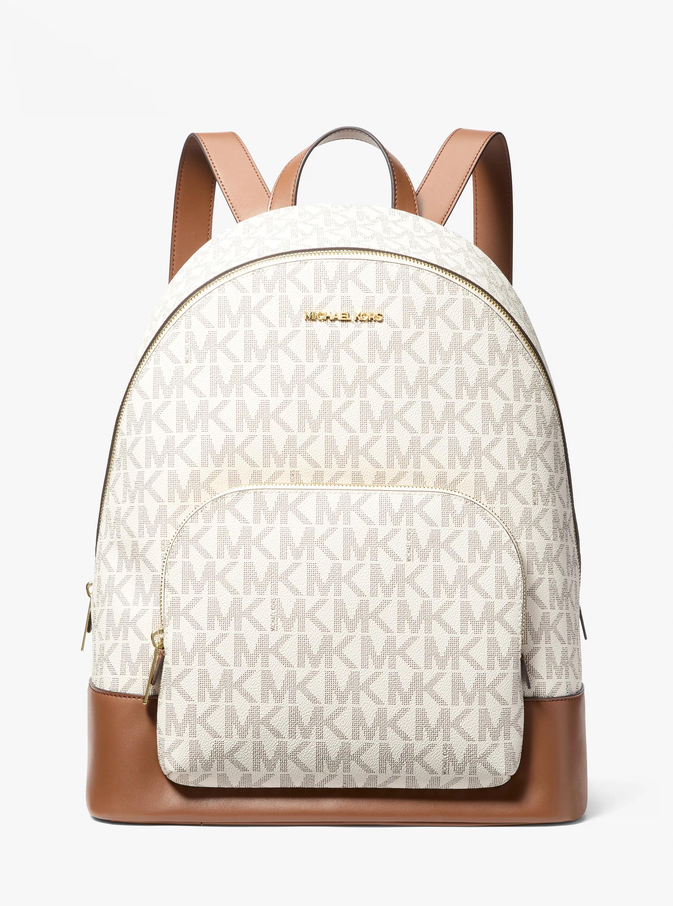 Connie Large Signature Logo Backpack in VANILLA/LUGGAGE | Michael Kors