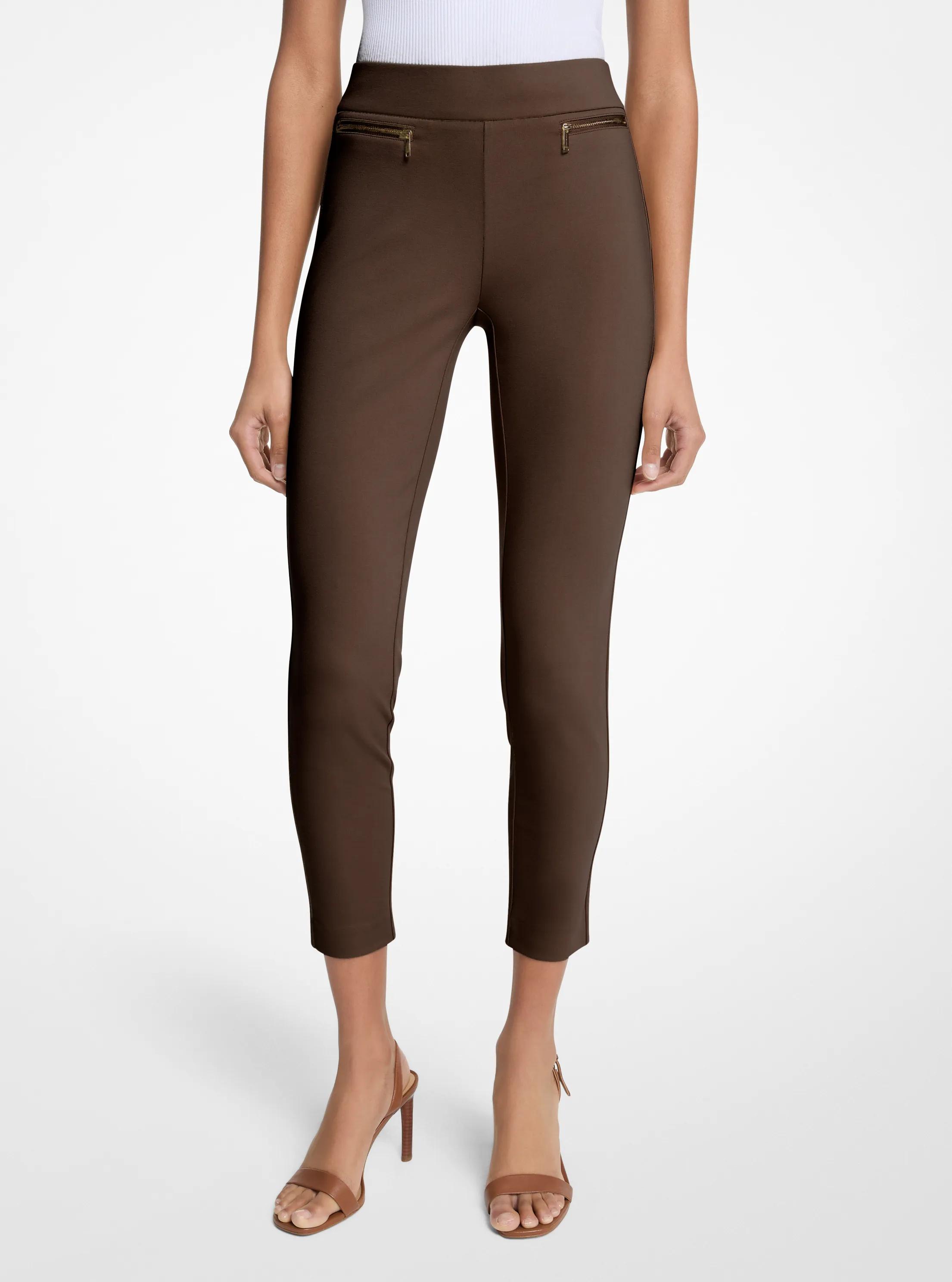 Viscose Blend Zip Pants in CHOCOLATE | Michael Kors