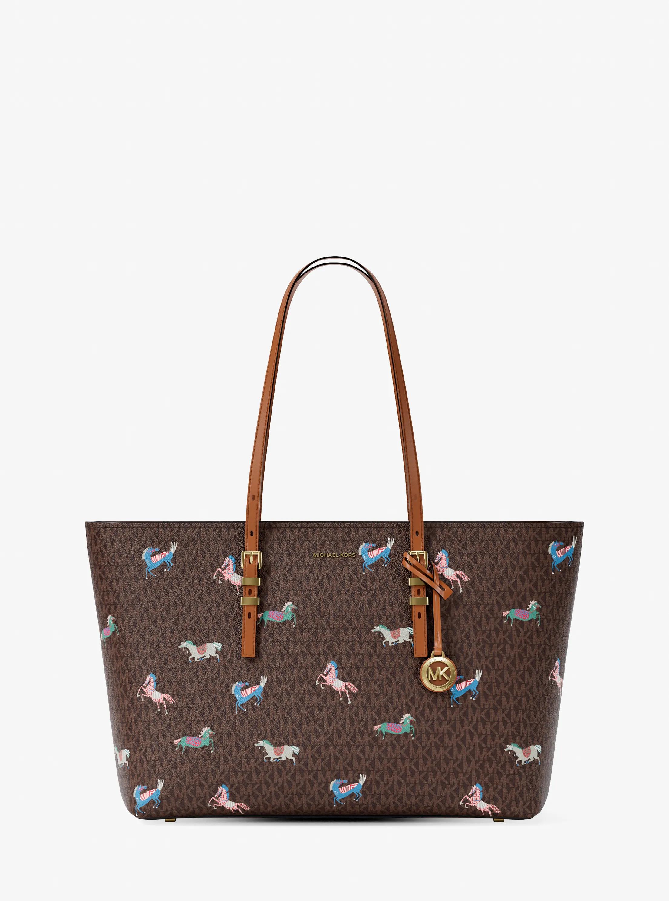 Quinn Large Signature Logo Tote Bag in BRN/ACORN | Michael Kors