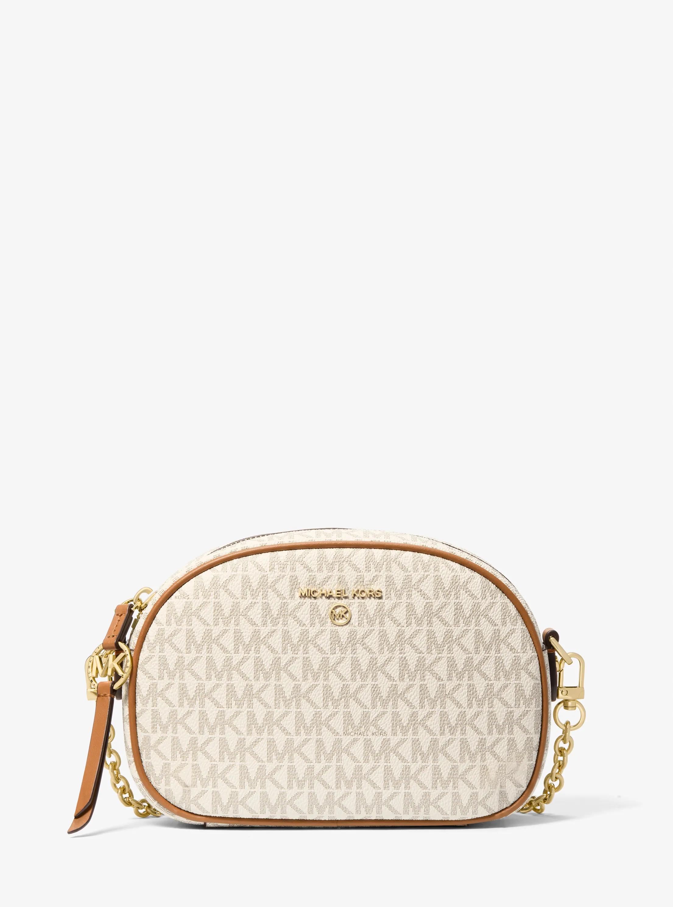 Jet Set Small Logo Convertible Camera Bag in VANILLA/ACORN | Michael Kors