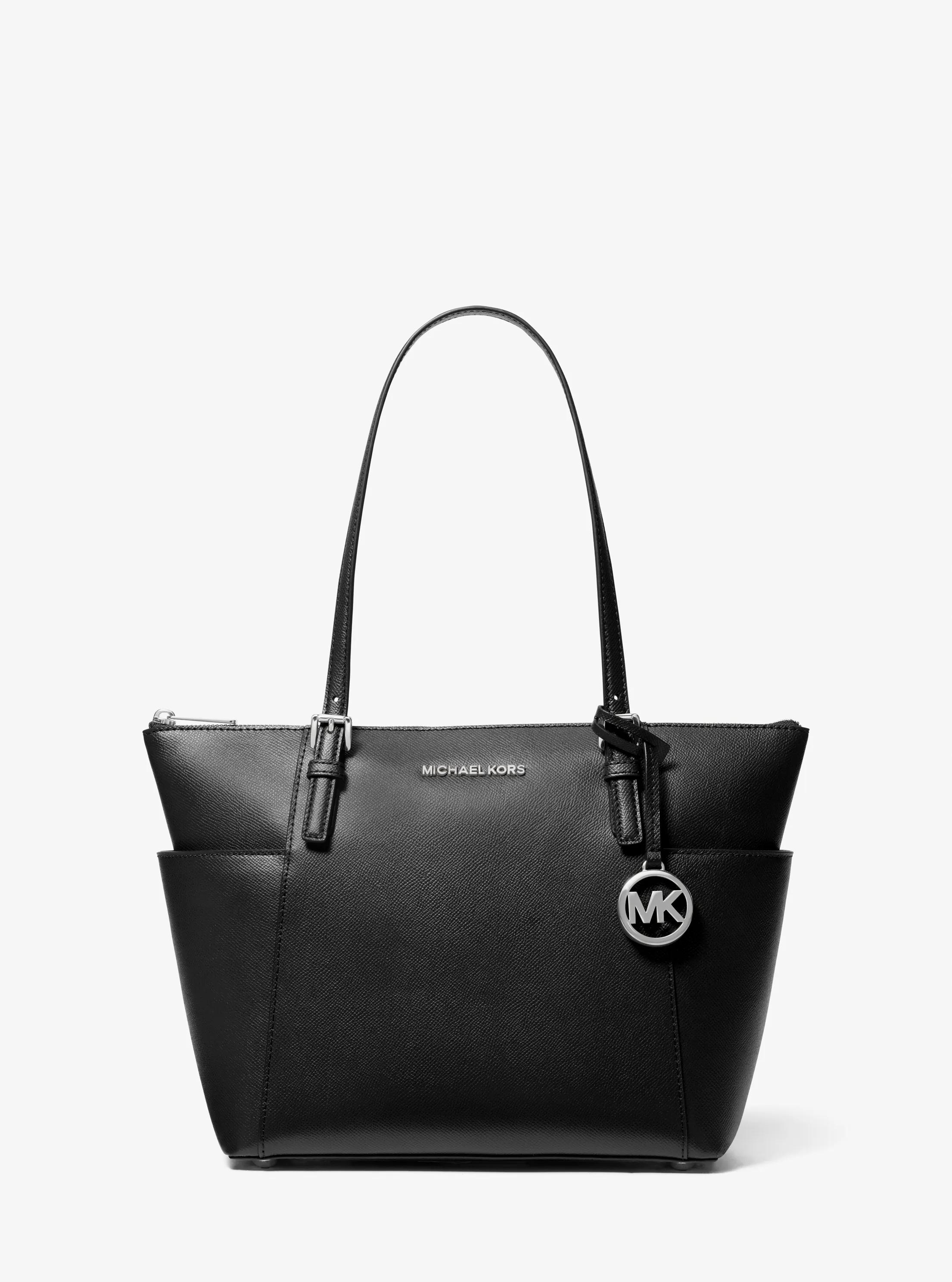 Bolso tote Jet Set de piel de grano cruzado con cremallera superior