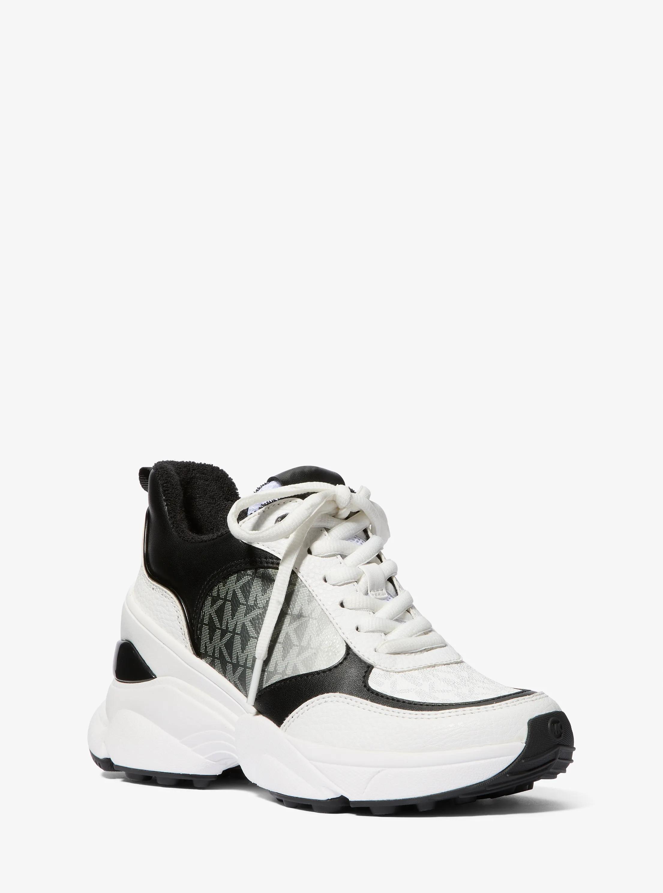 Katrina Mixed-Media Trainer in BLACK | Michael Kors