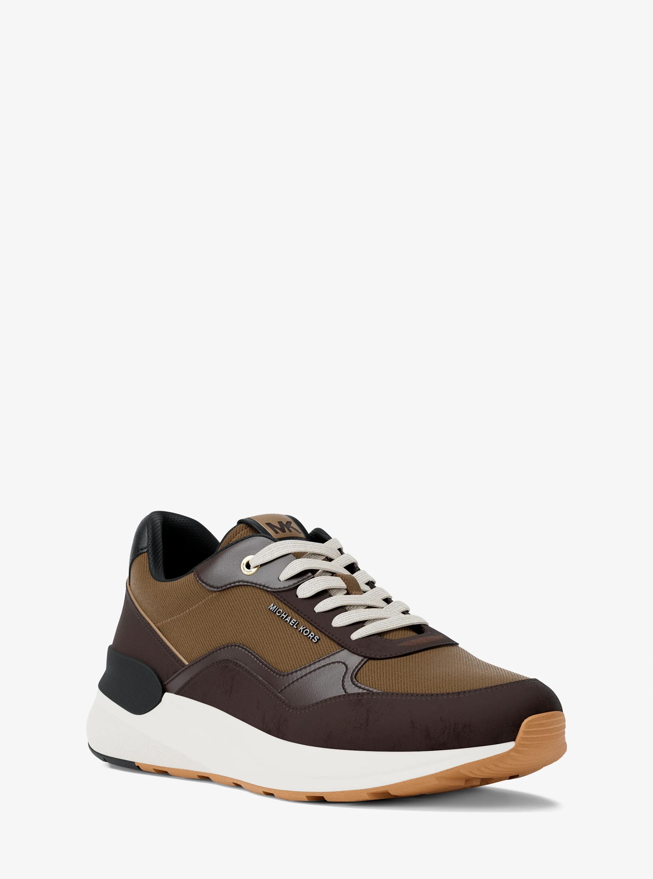 MK Basket Trevor en cuir et sergé nervuré - Marron - Michael Kors