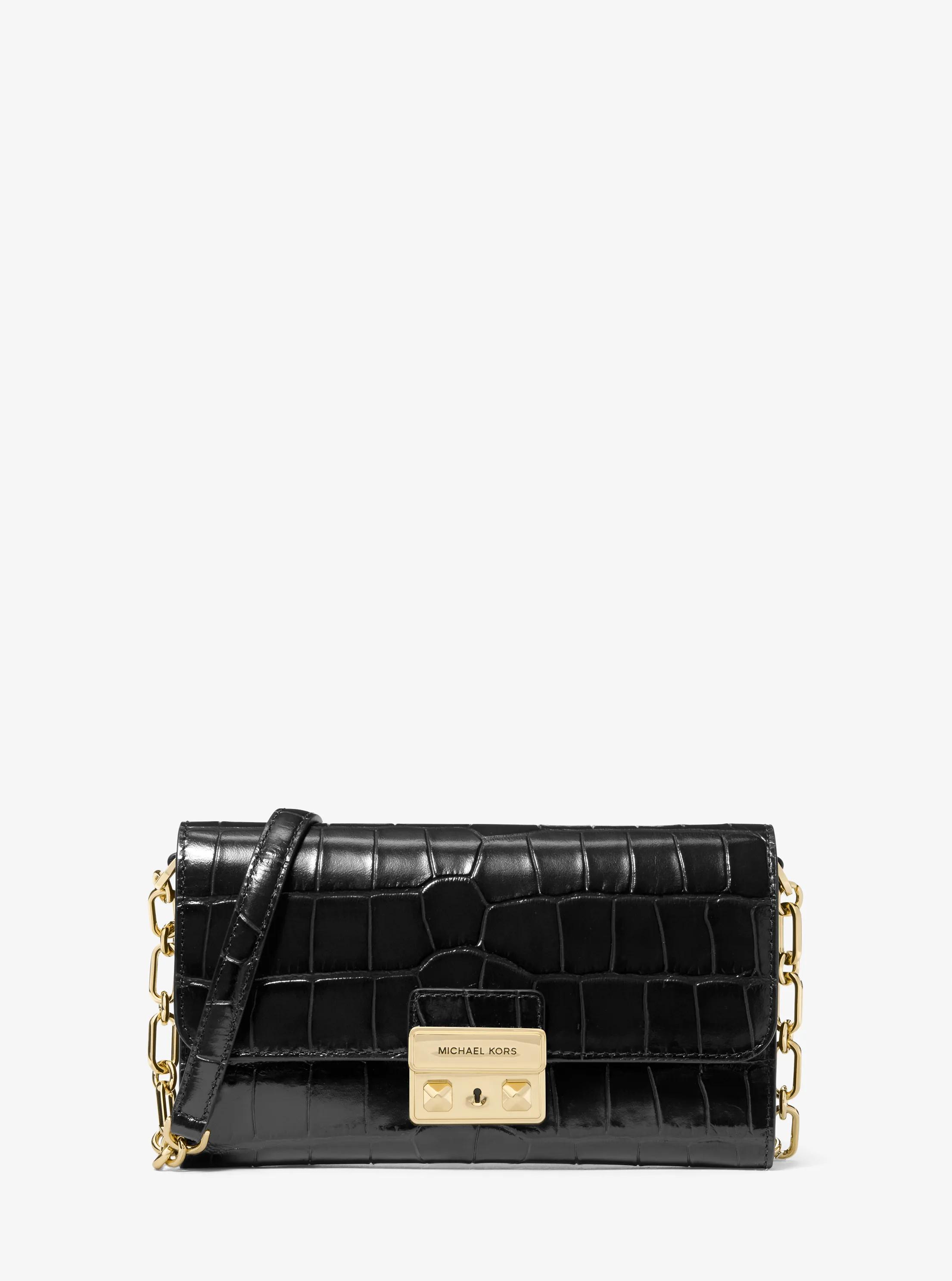 MK Sac à bandoulière Tribeca convertible en cuir effet crocodile en relief - Noir - Michael Kors