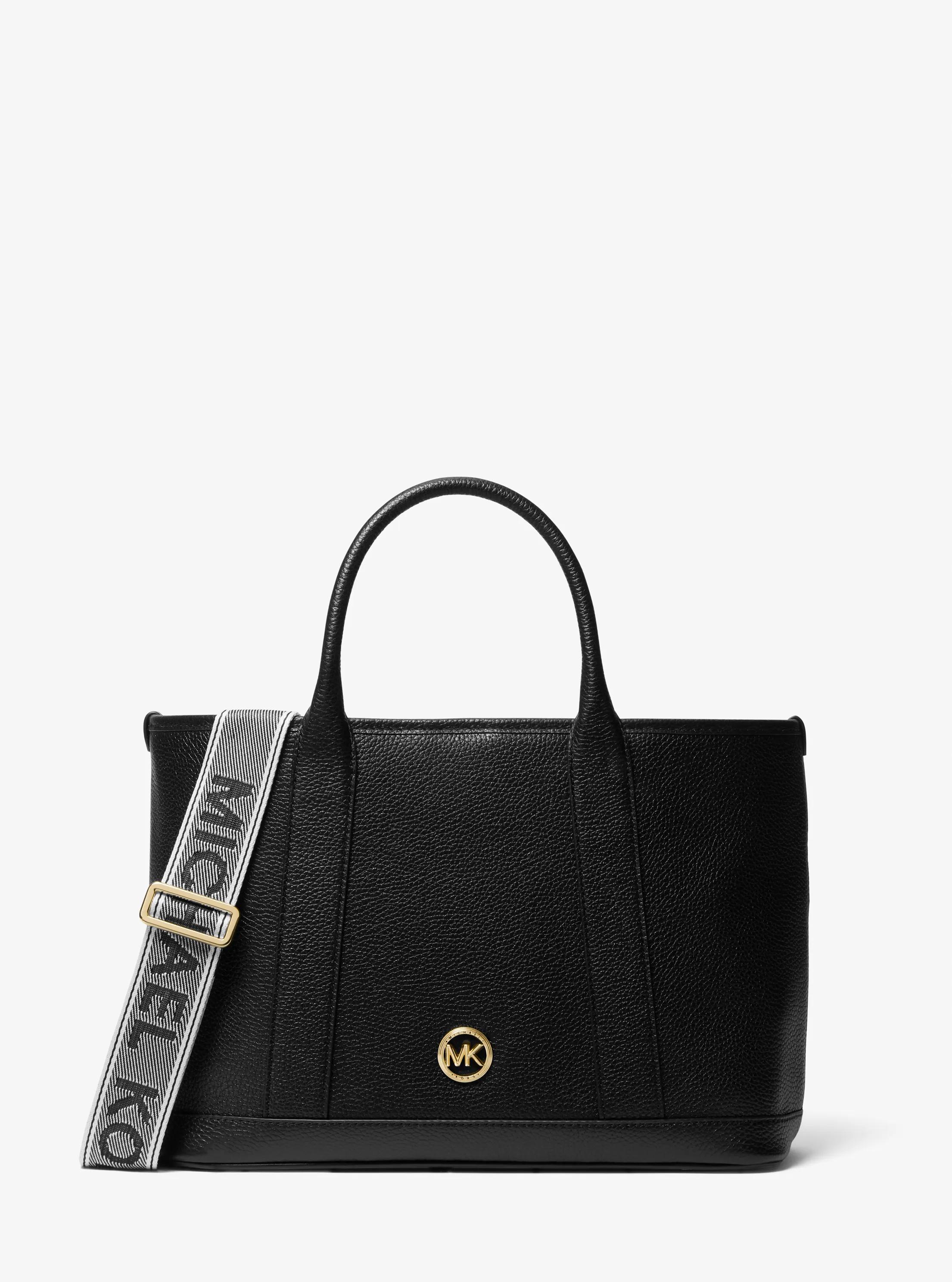 Luisa Medium Pebbled Leather Tote Bag in BLACK | Michael Kors