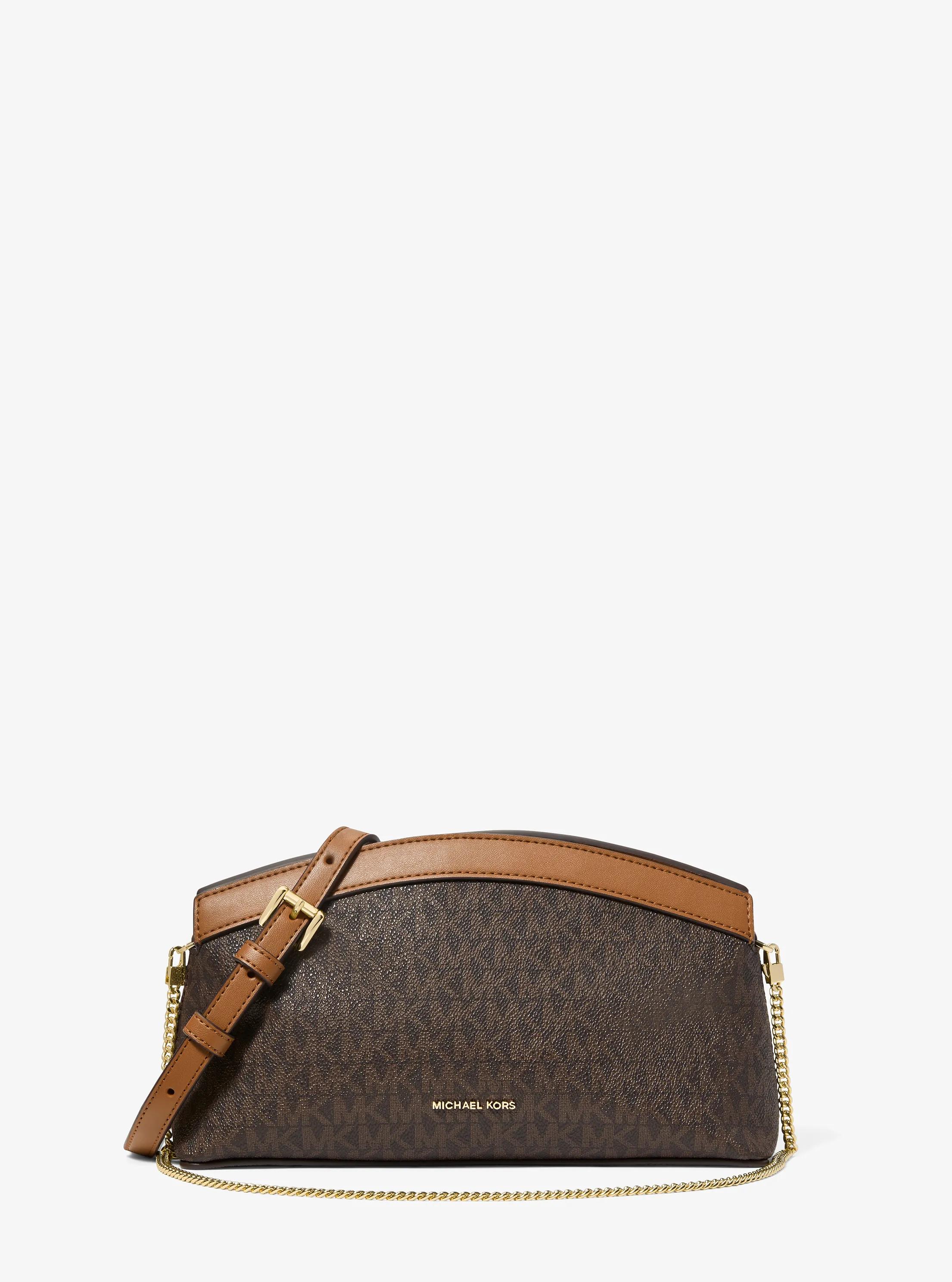 Athena Small Signature Logo Convertible Clutch in BRN/ACORN | Michael Kors