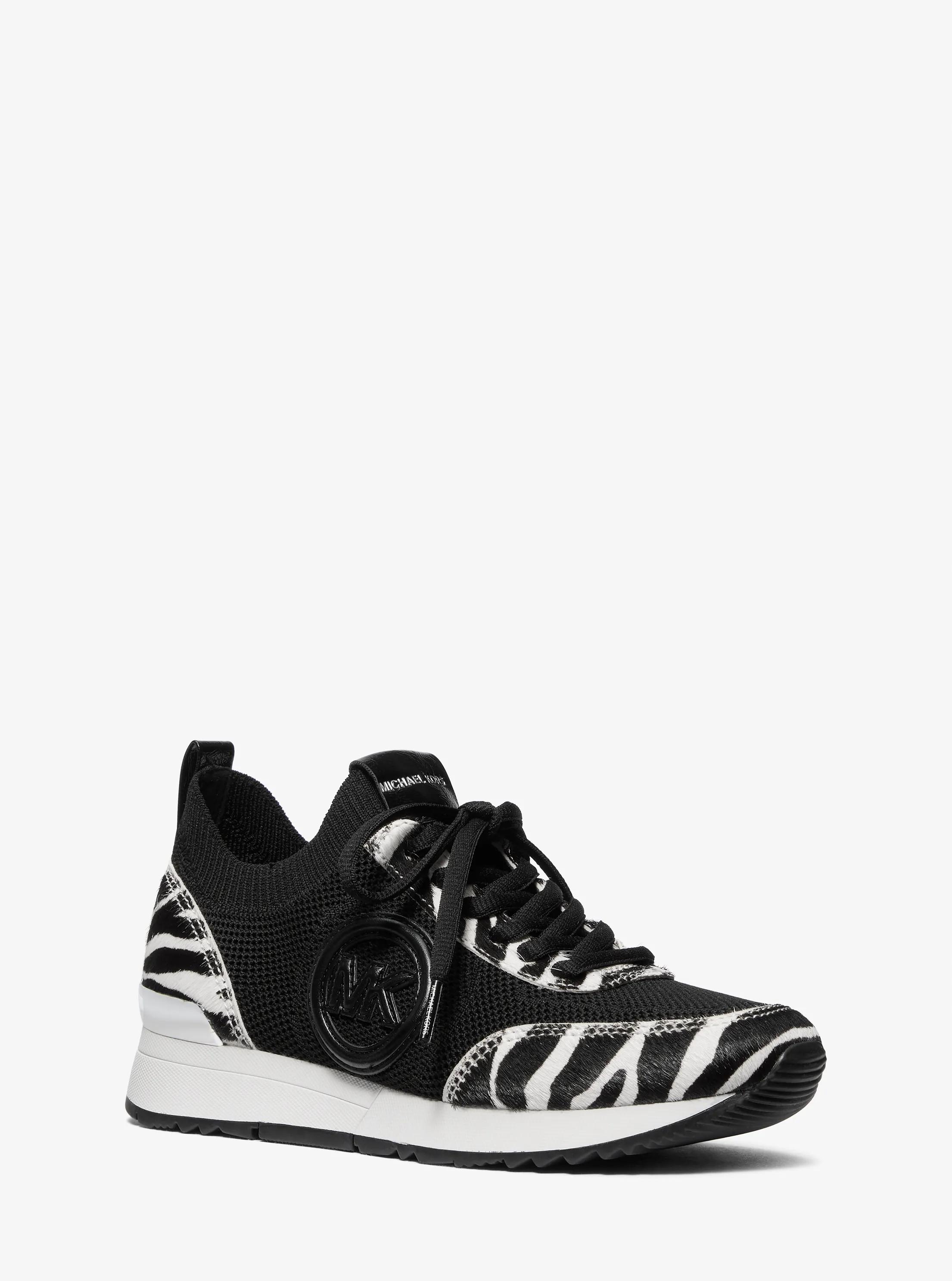 Espadrille Jenkins en tricot extensible et en faux poils de veau &agrave; imprim&eacute; de z&egrave;bre in NOIR/BLANC | Michael Kors