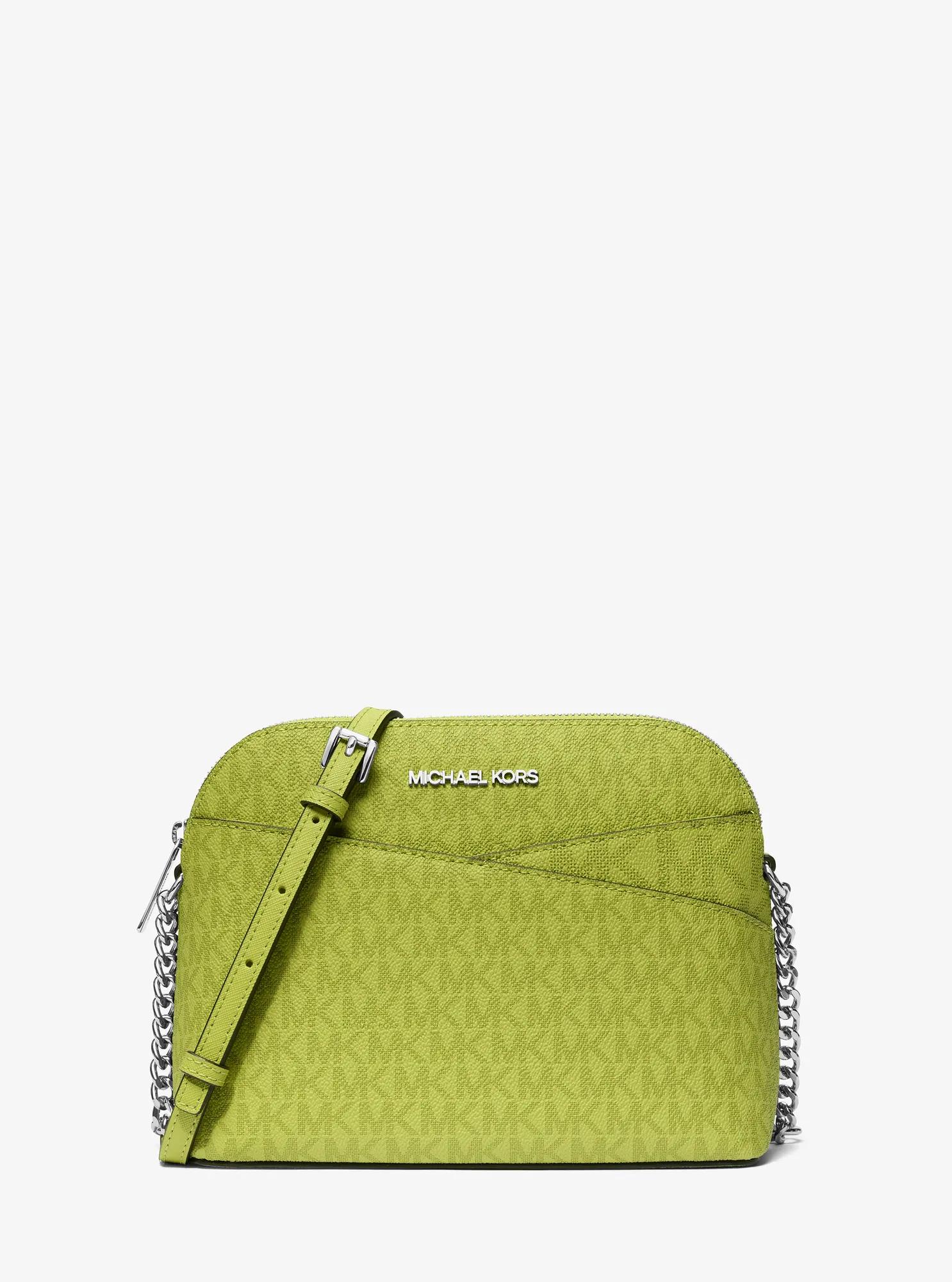 Jet Set Travel Medium Logo Dome Crossbody Bag in LIME - Sale