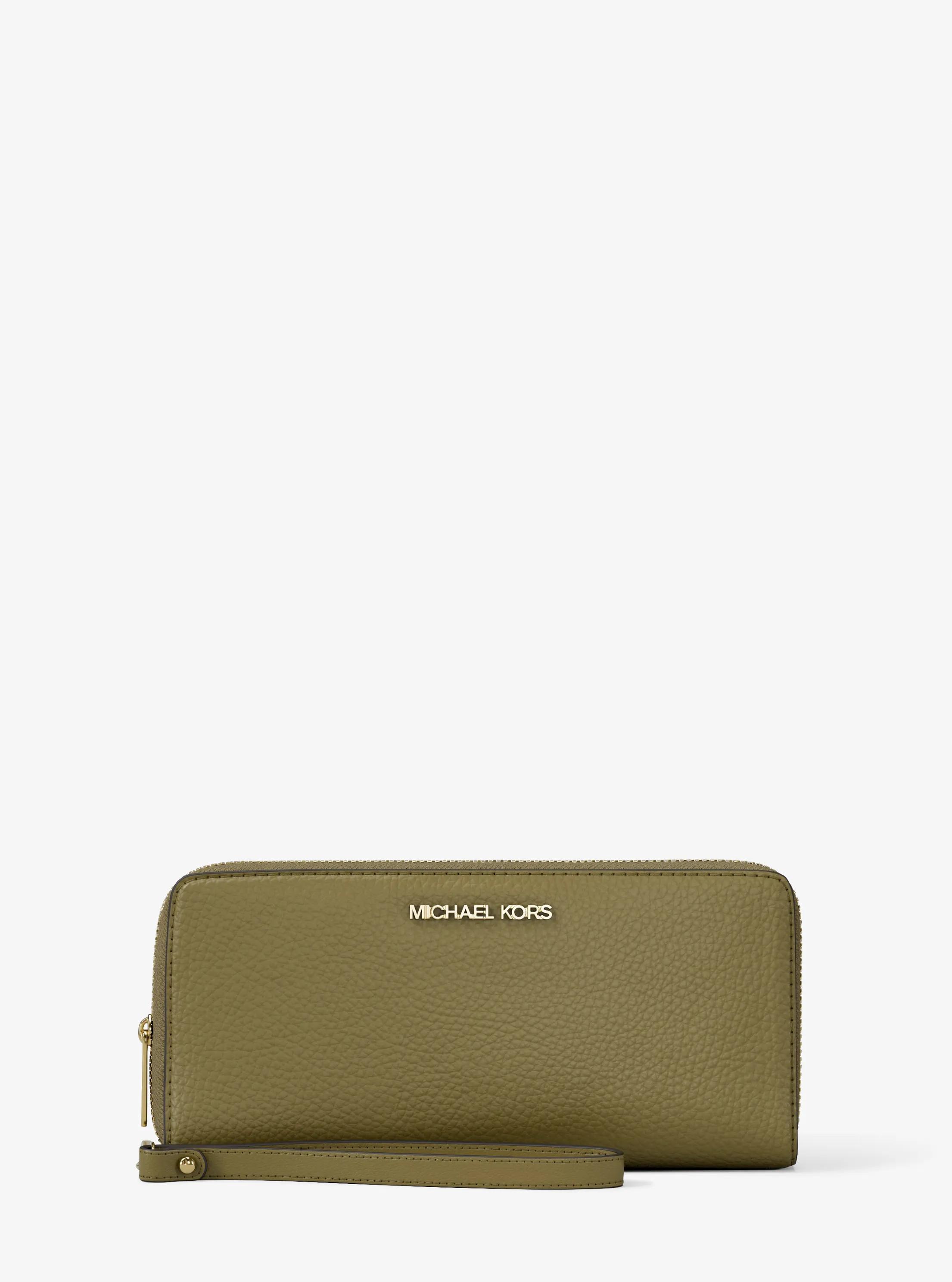 Jet Set Travel Large Pebbled Leather Wristlet in OREGANO | Michael Kors