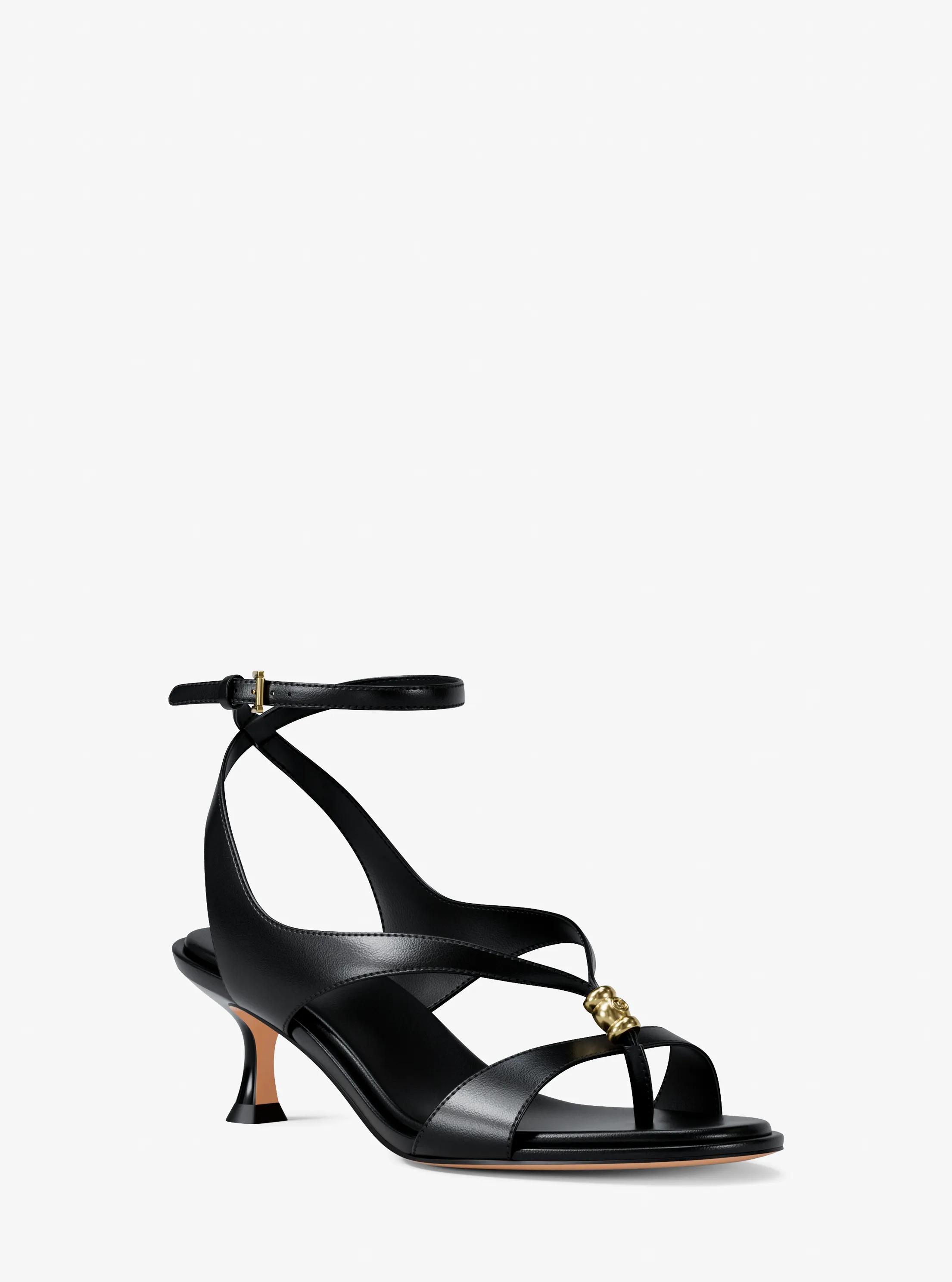 Cherie Leather Sandal in BLACK | Michael Kors