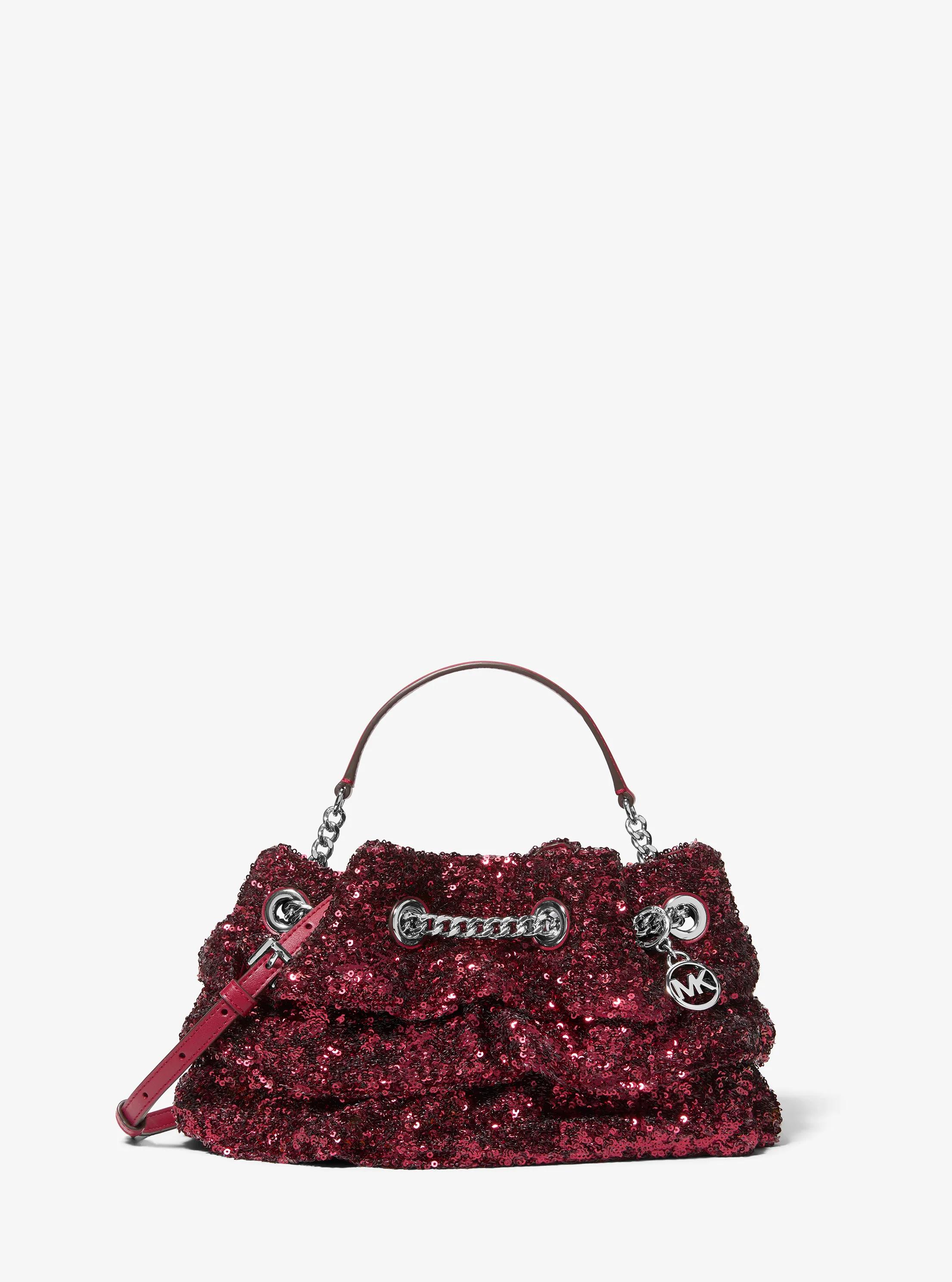 Bolso pochette Mina peque&ntilde;o convertible adornado con lentejuelas in GRANATE | Michael Kors