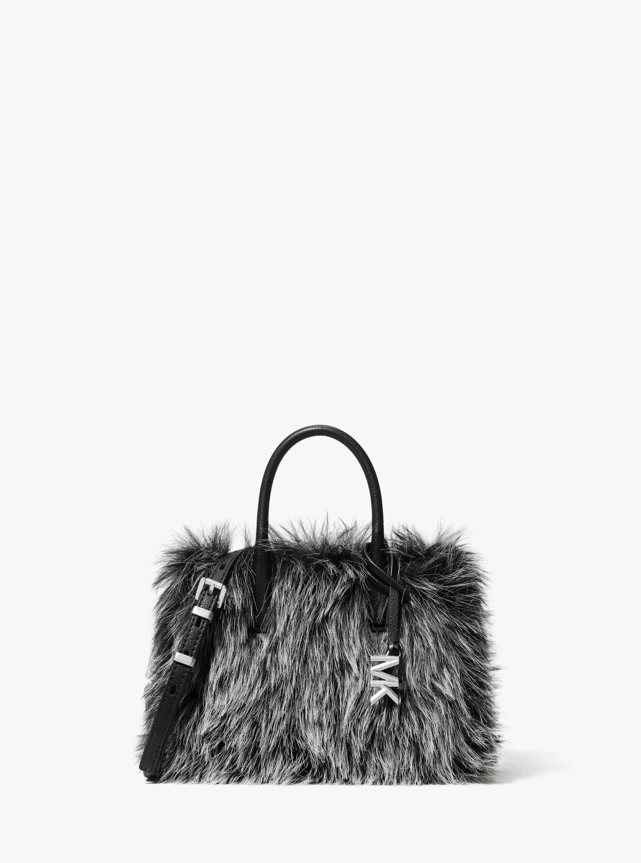 Laila Extra-Small Faux Fur Crossbody Bag in BLACK | Michael Kors