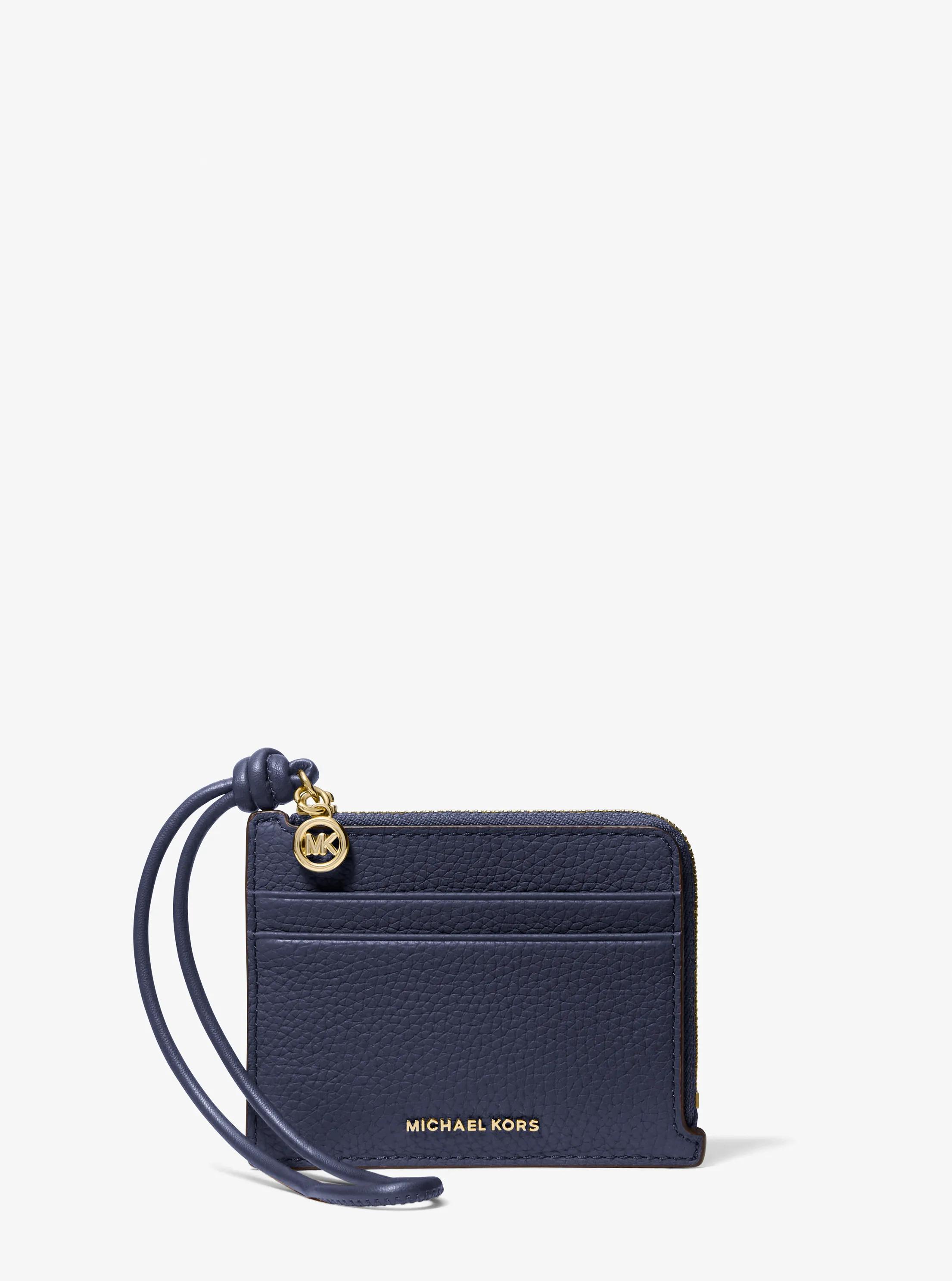 MK Petit porte-cartes Jet Set en cuir grainé à dragonne - Bleu - Michael Kors