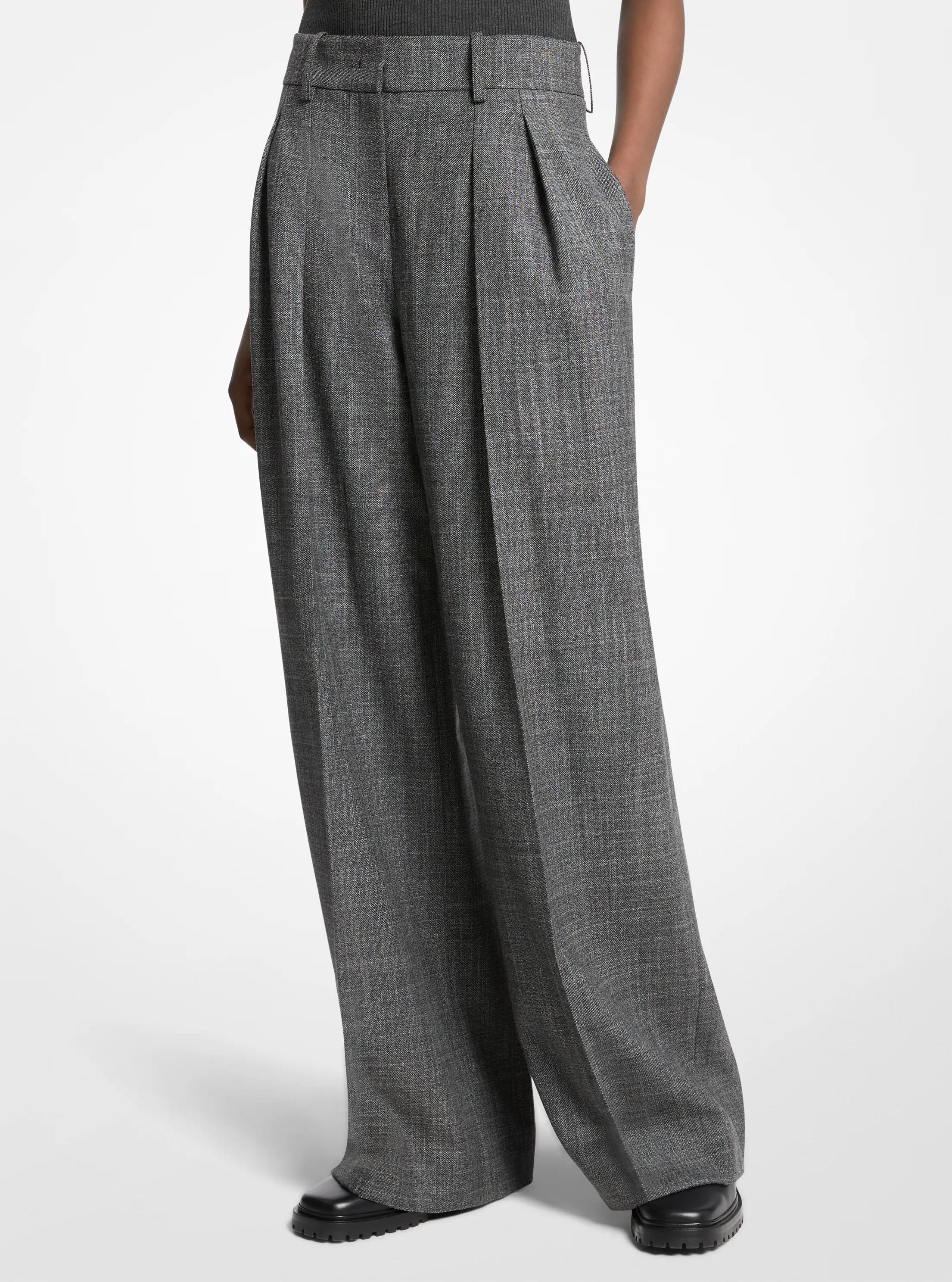 Wool and Silk Jasp&eacute; Slouch Trousers in GRAPHITE MUL | Michael Kors
