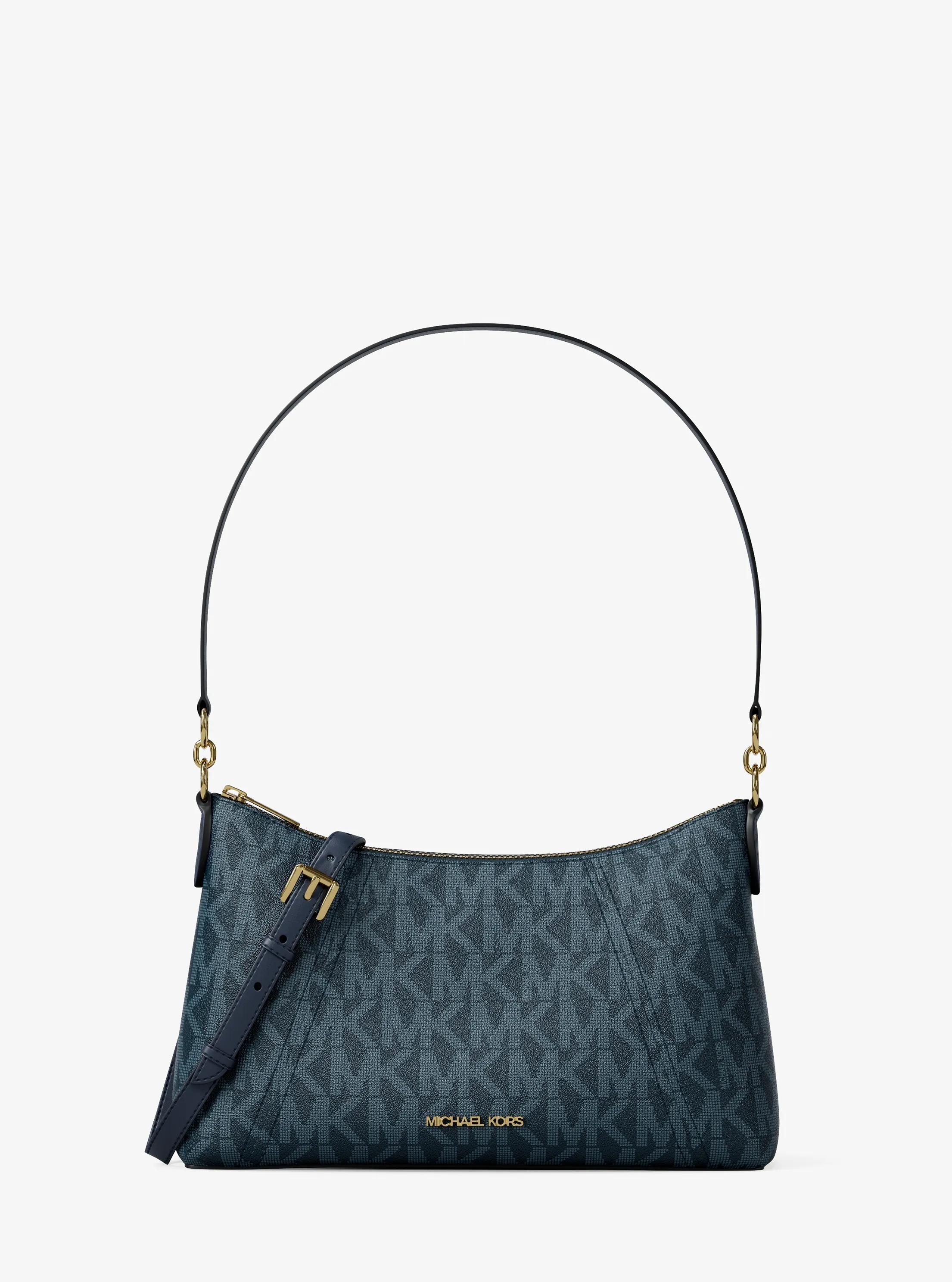 Borsa a tracolla convertibile Sienna media con stampa logo in BLU AMMIRAGLIO | Michael Kors