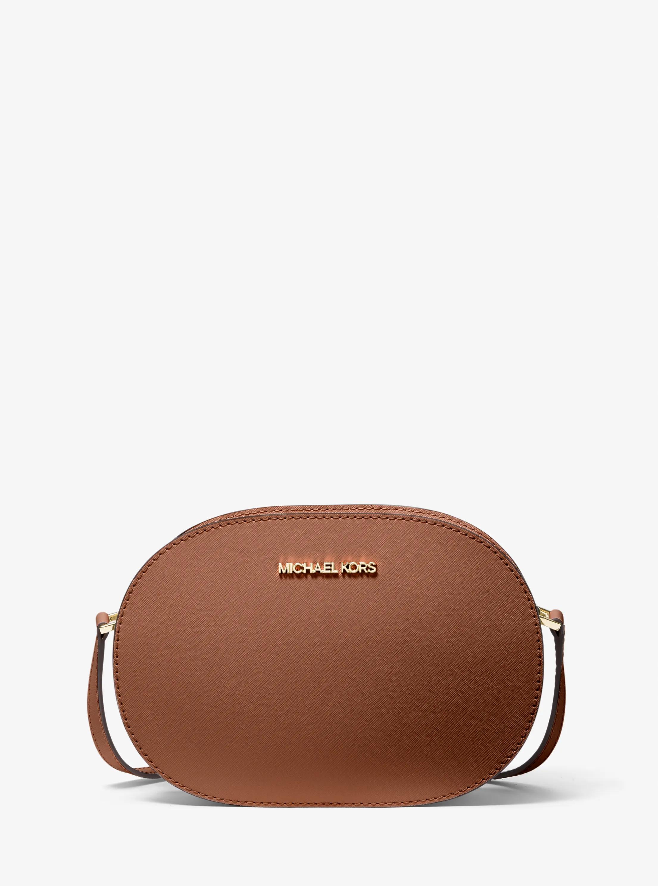 Jet Set Travel Medium Saffiano Leather Crossbody Bag in LUGGAGE | Michael Kors