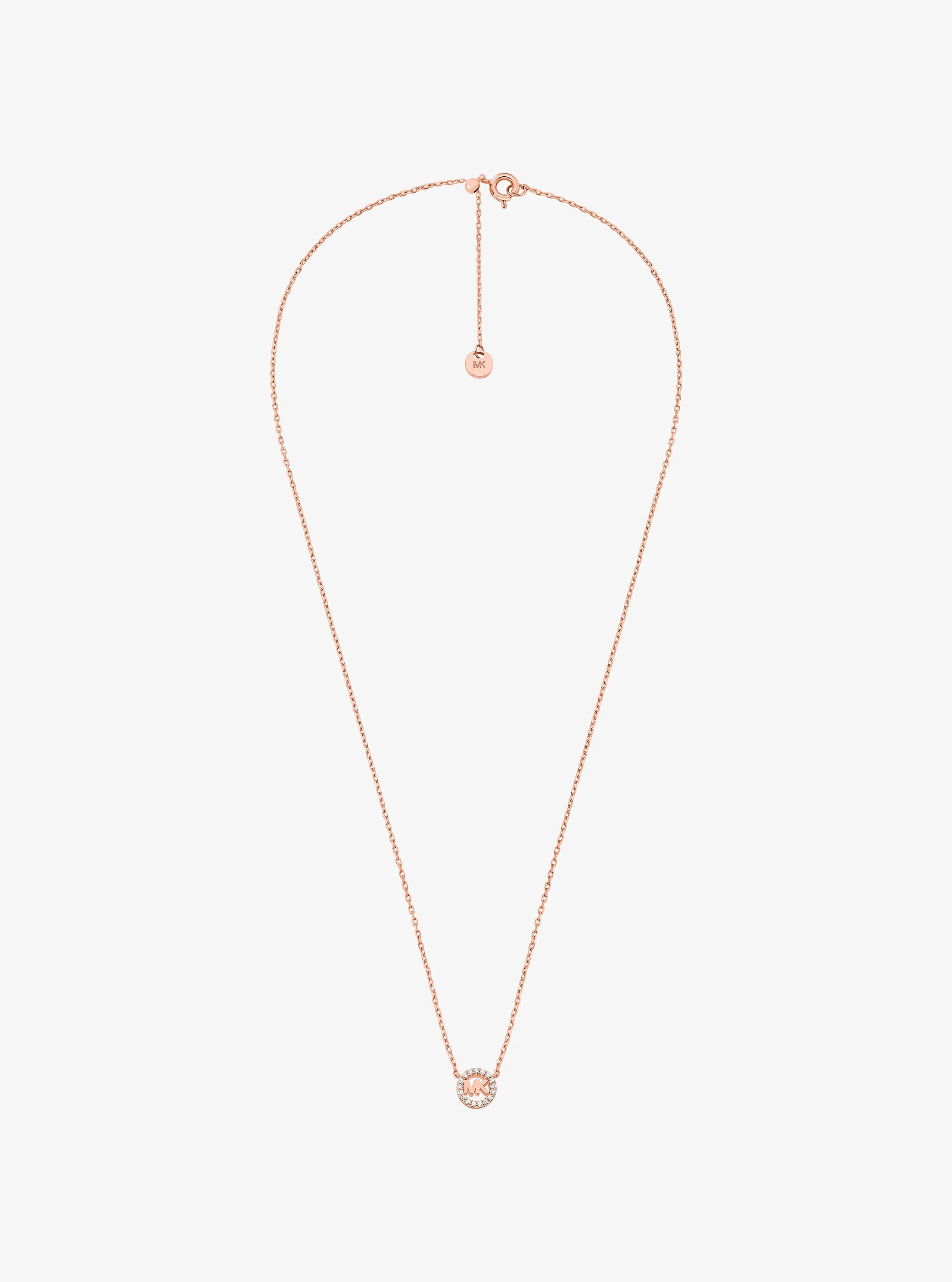 Pav&eacute; Logo Charm Necklace in ROSE GOLD | Michael Kors