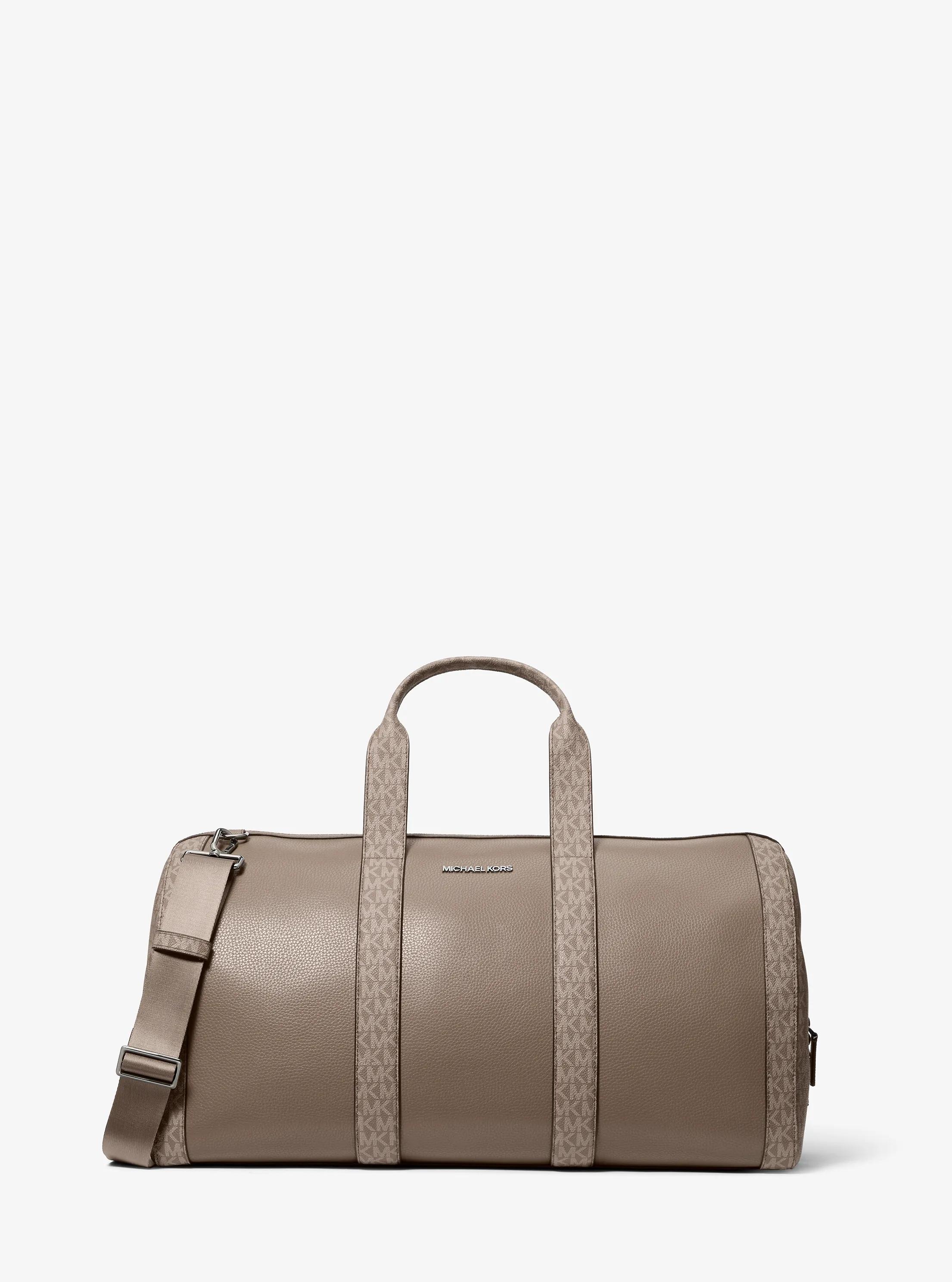 Cooper Pebbled Leather and Signature Logo Duffel Bag in MUSHROOM | Michael Kors
