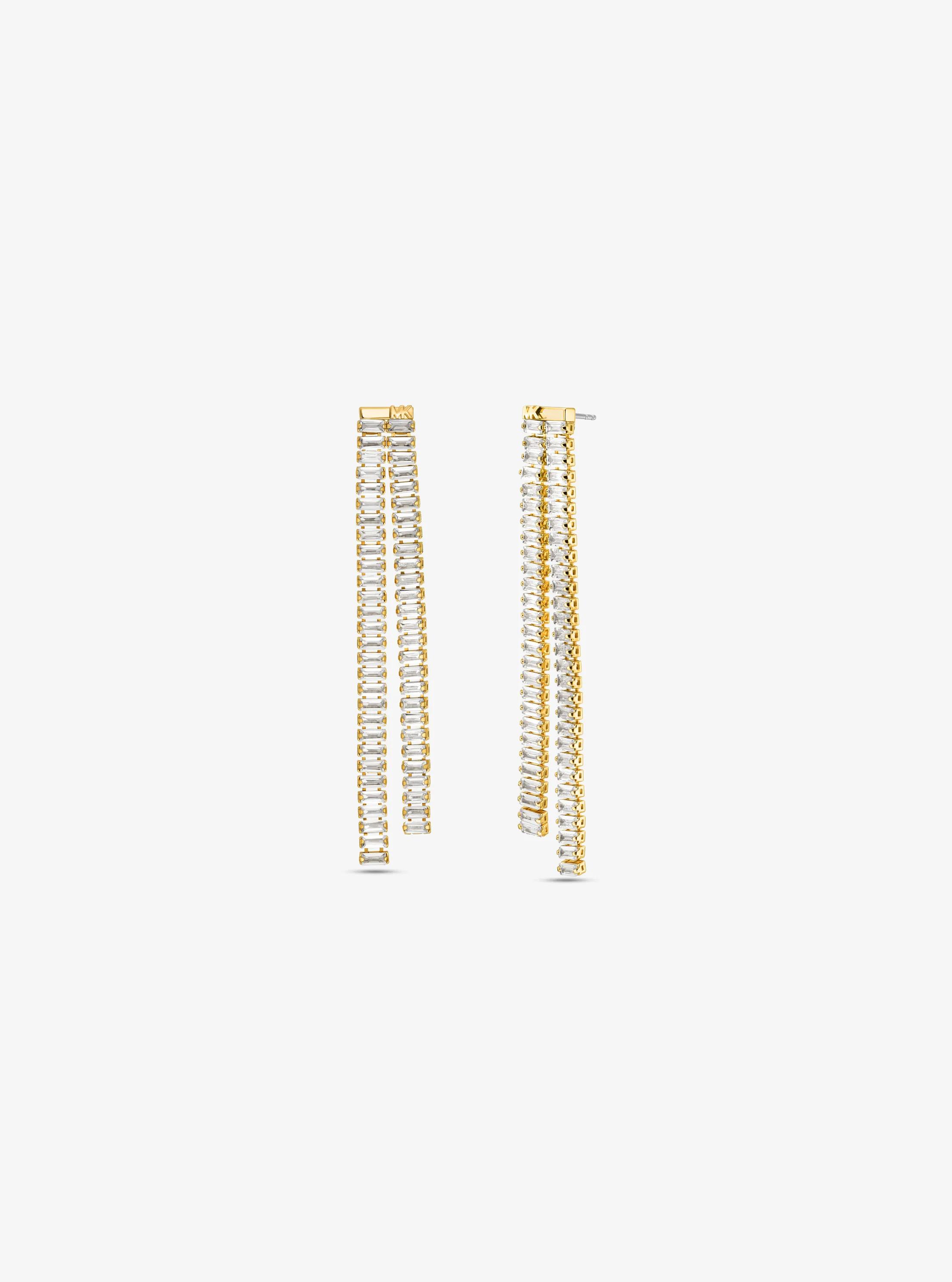 Precious Metal-Plated Brass Baguette Drop Earrings in GOLD | Michael Kors
