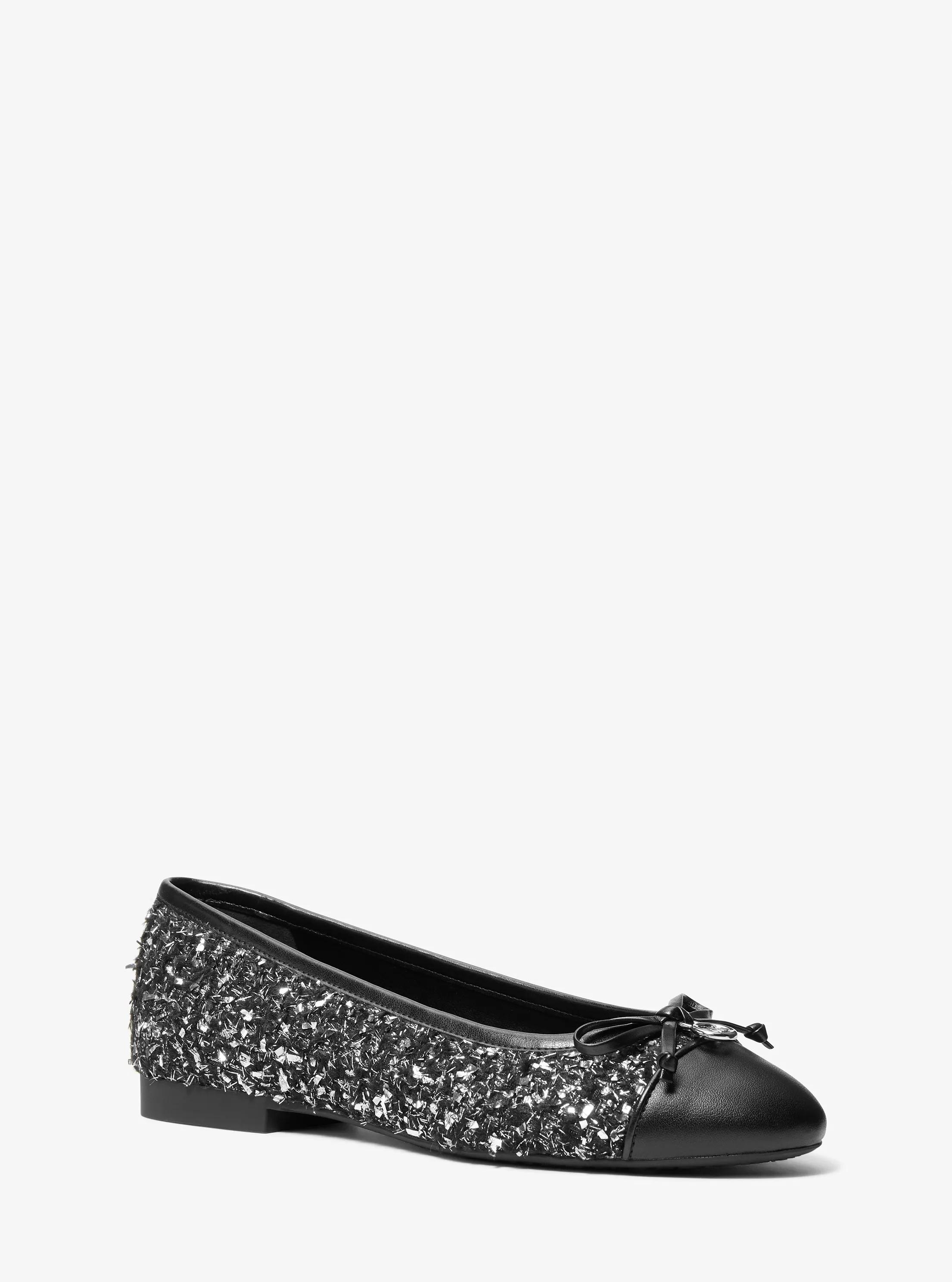 Michael Michael Kors Michael Kors Piper Flex Metallic Tweed Ballet Flat In Black