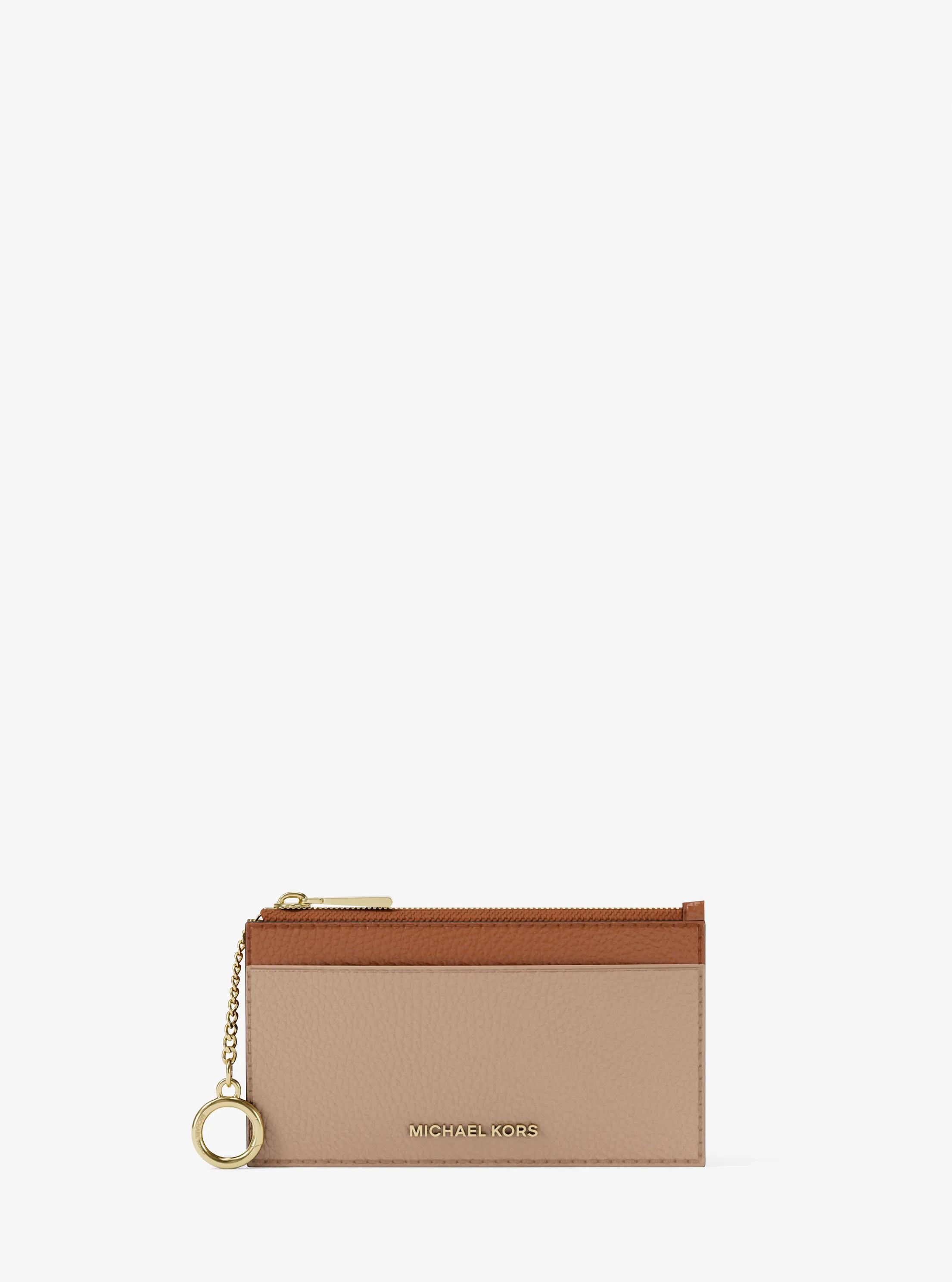 MK Petit porte-cartes Jet Set en cuir grainé bicolore - Naturel - Michael Kors