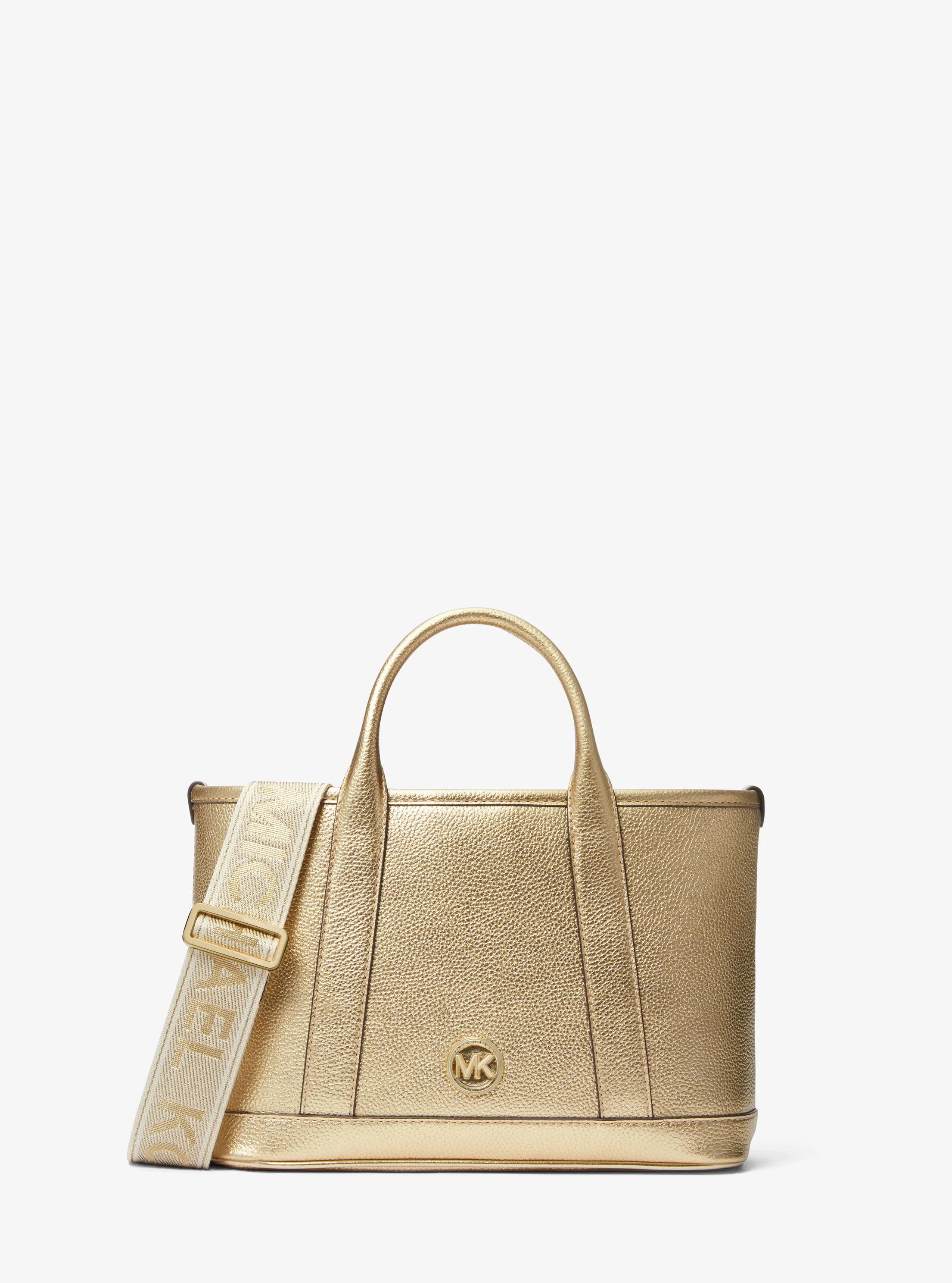 Bolso satchel Luisa peque&ntilde;o de piel metalizada