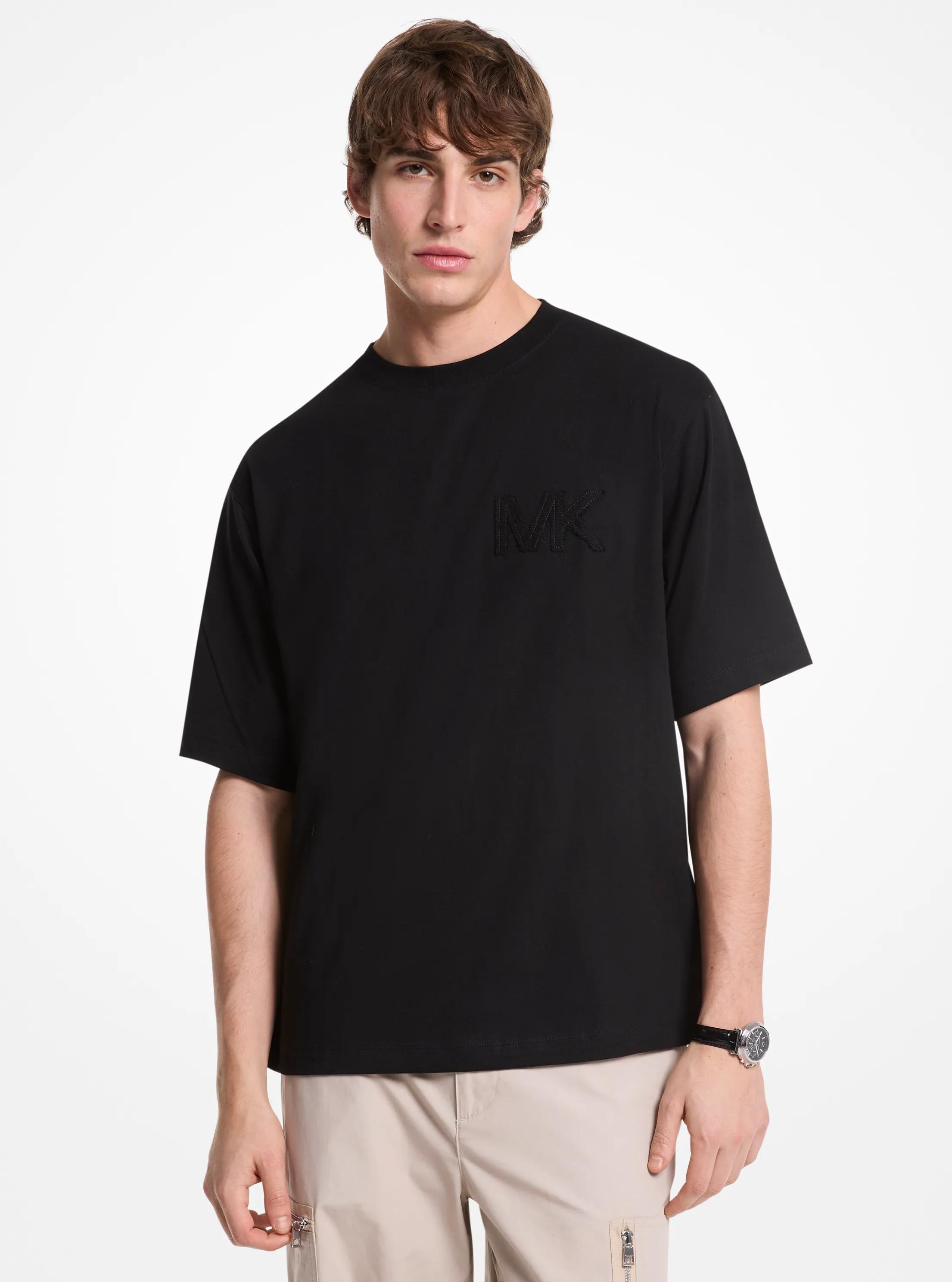 Logo Cotton T-Shirt in BLACK | Michael Kors