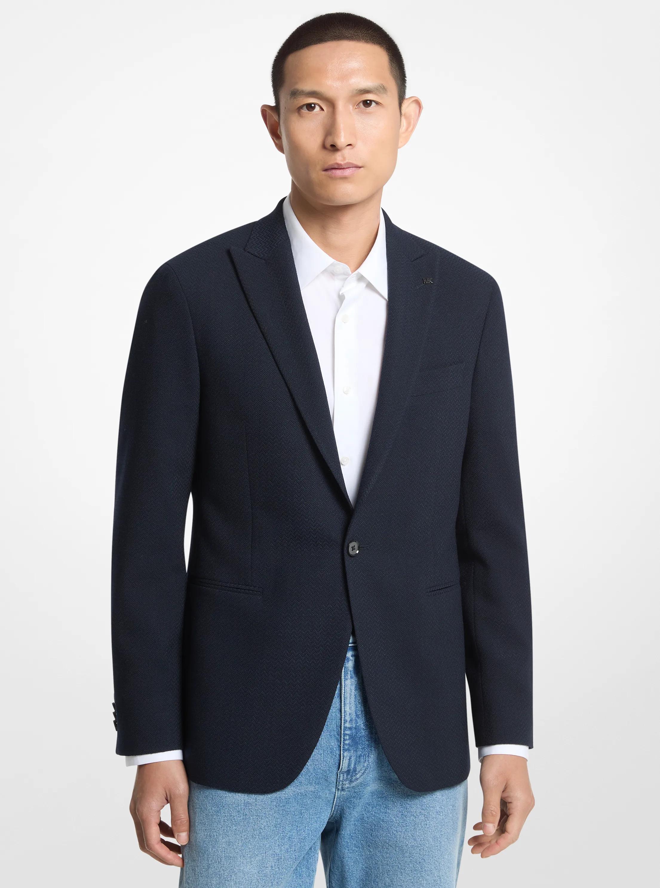 MK Blazer tissé texturé - Bleu - Michael Kors