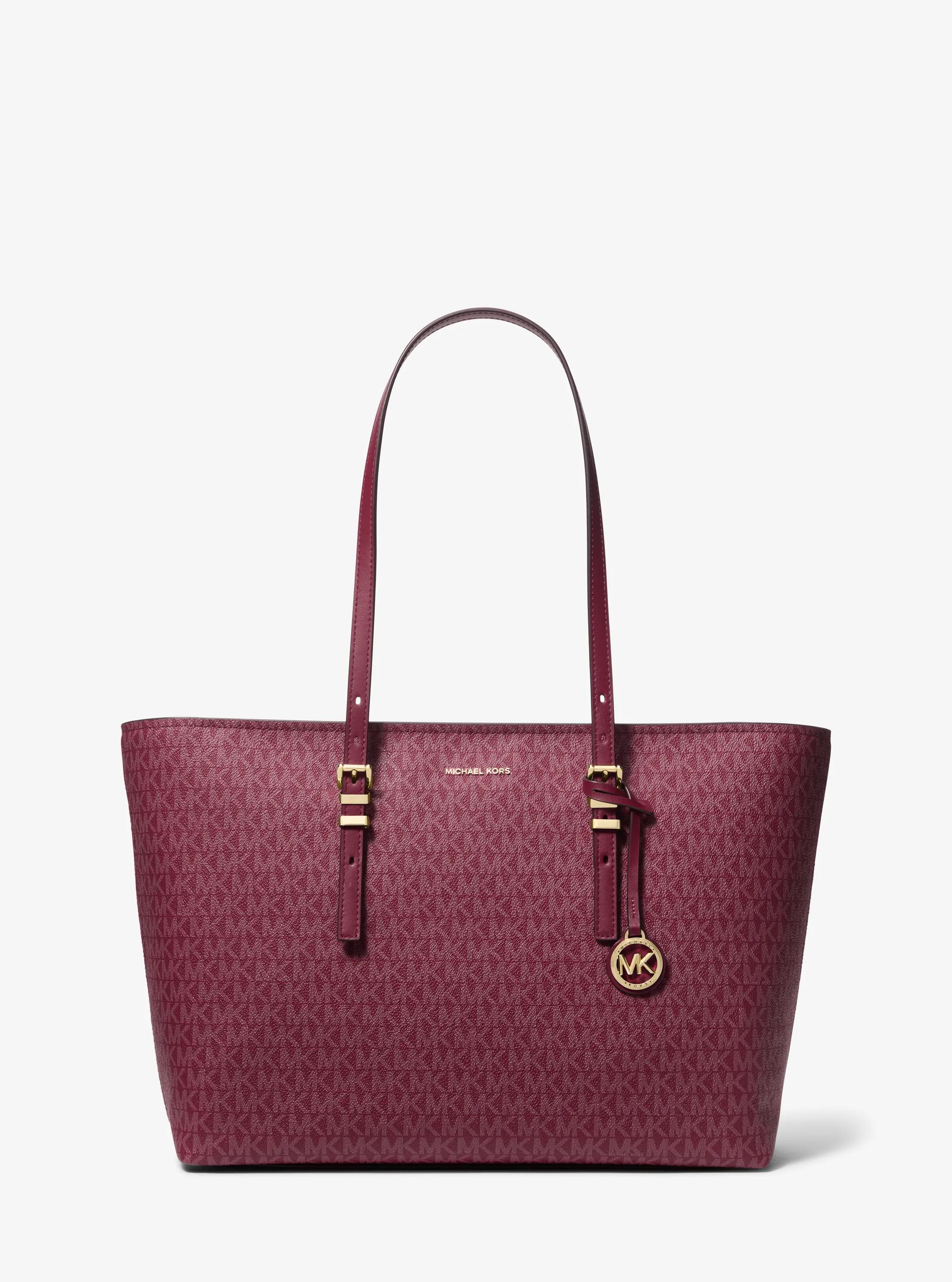 Bolso tote Quinn grande de piel con logotipo in MORA | Michael Kors