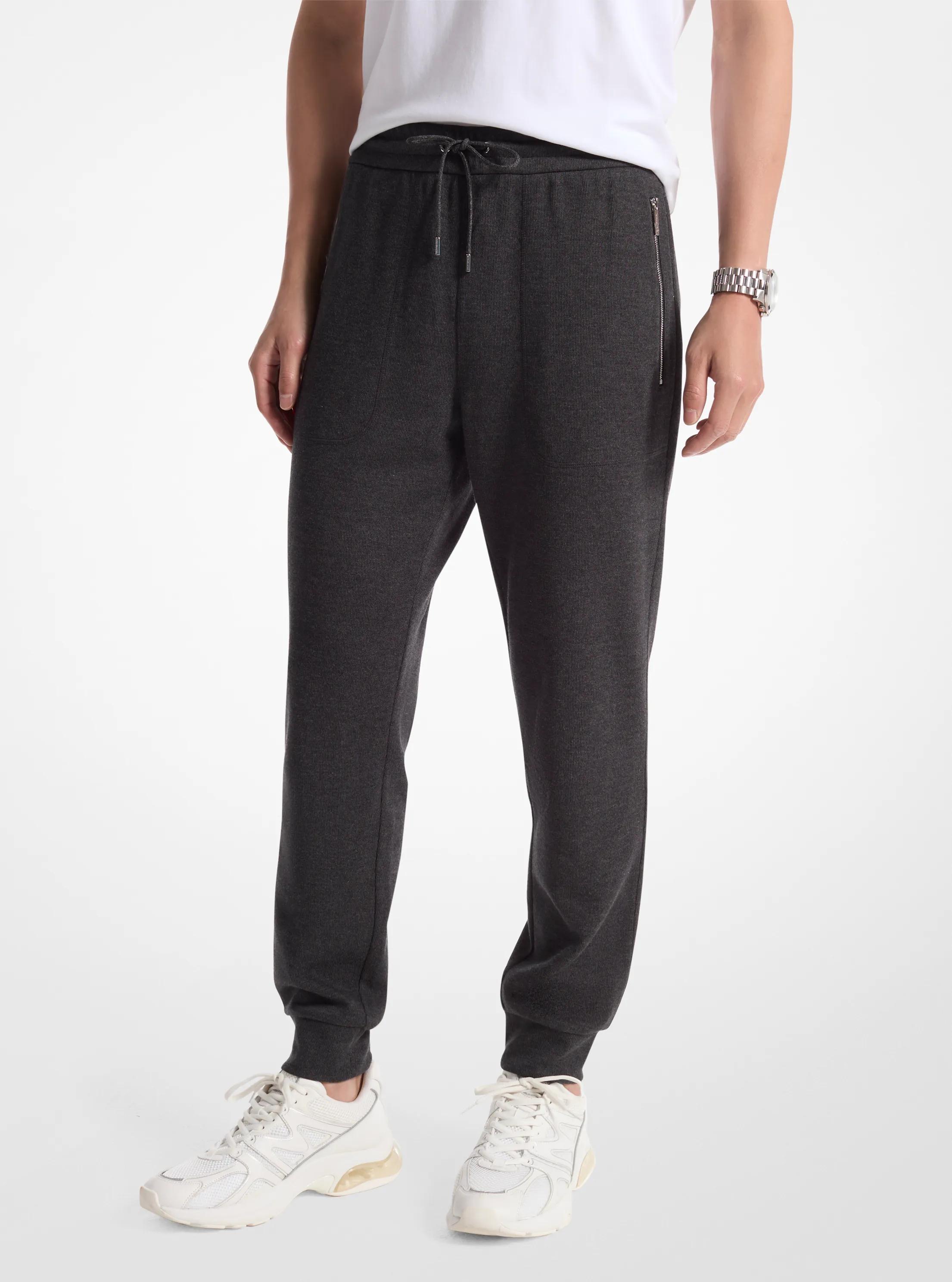 Cotton Blend Drawstring Joggers in CHARCOAL | Michael Kors
