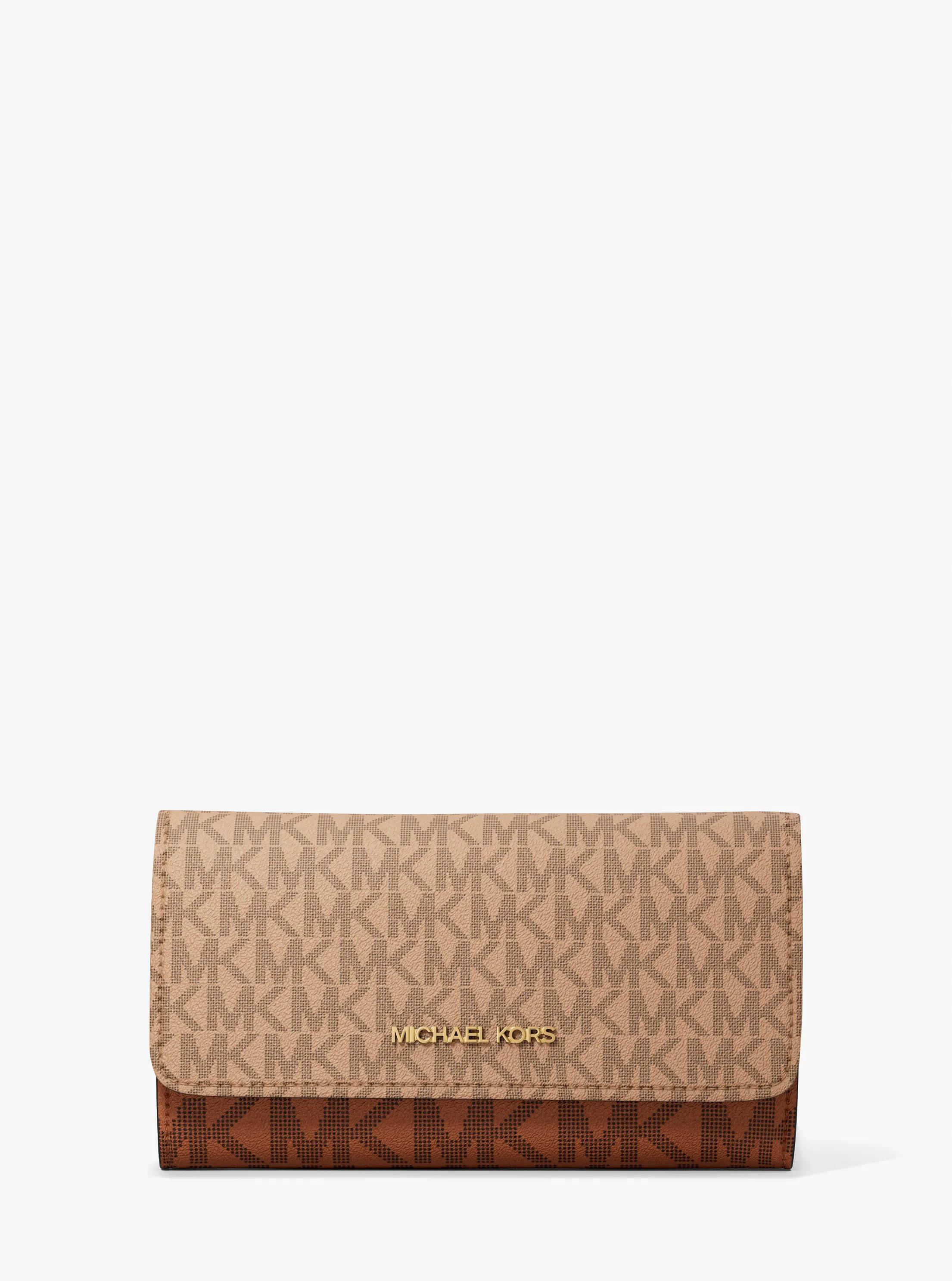 Billetera Jet Set grande de tres pliegues con logotipo exclusivo in CAMEL MULTICOLOR | Michael Kors