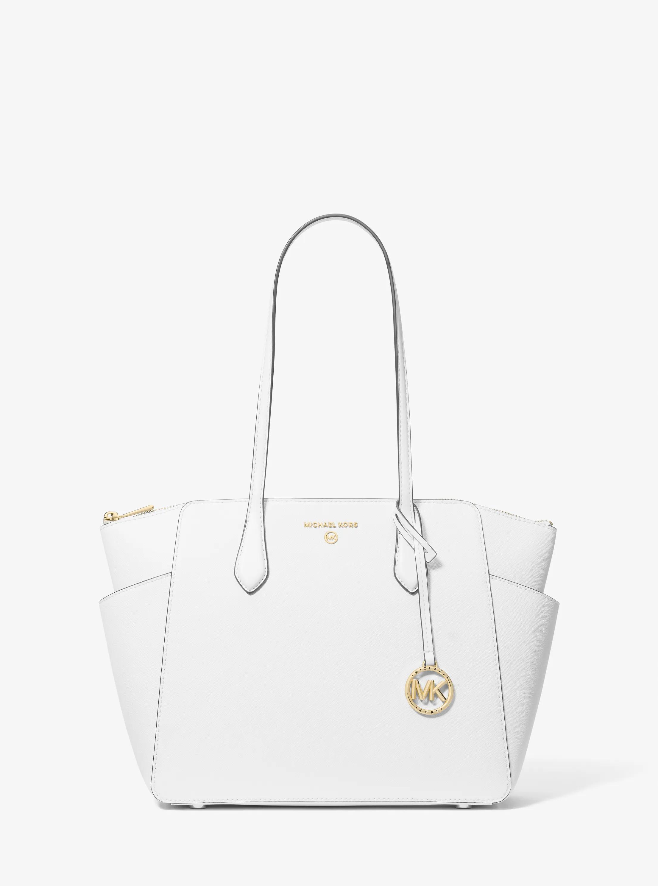 Marilyn Medium Saffiano Leather Tote Bag in OPTIC WHITE | Michael Kors