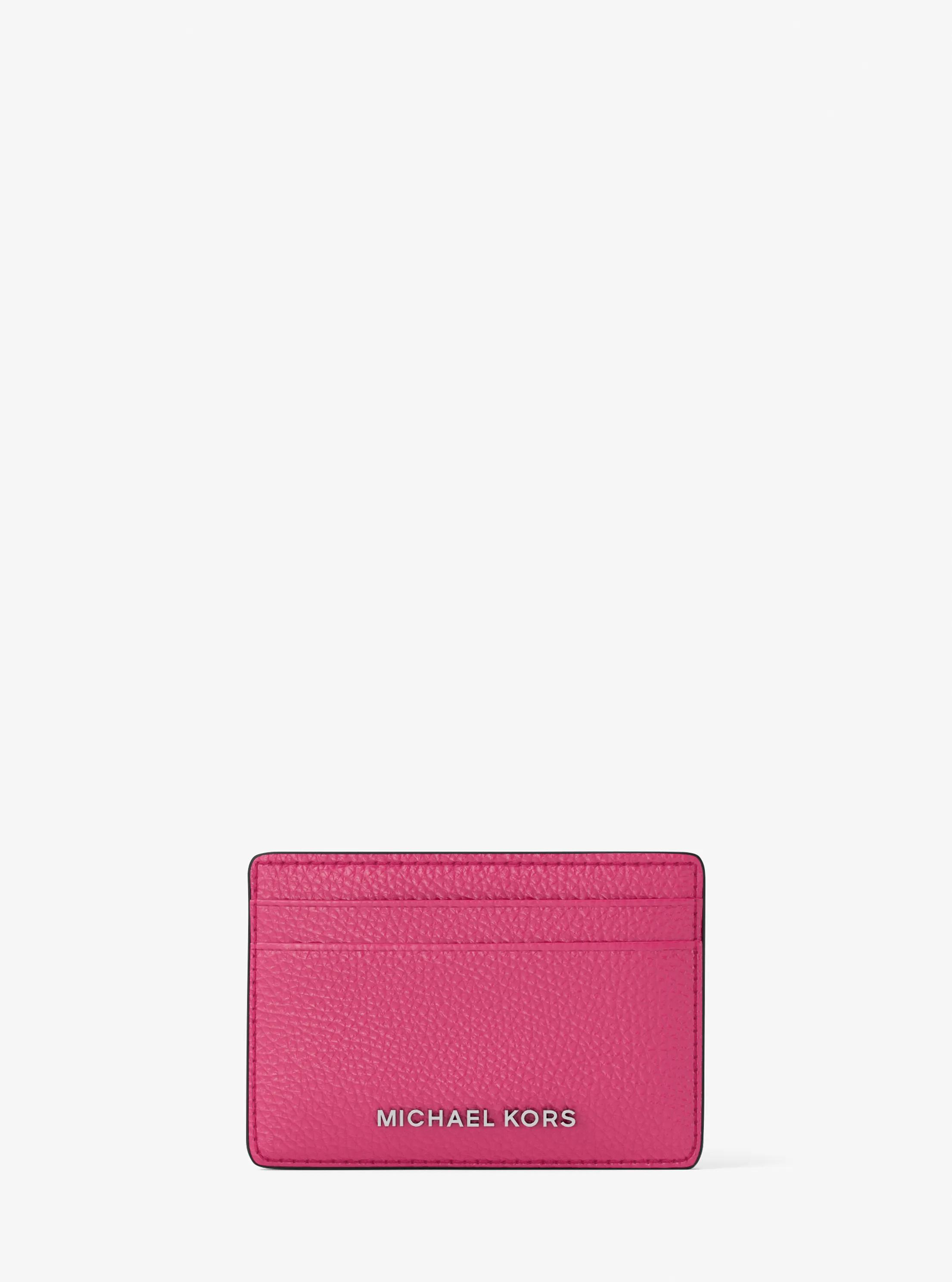MK Porte-cartes en cuir grainé - Rose - Michael Kors