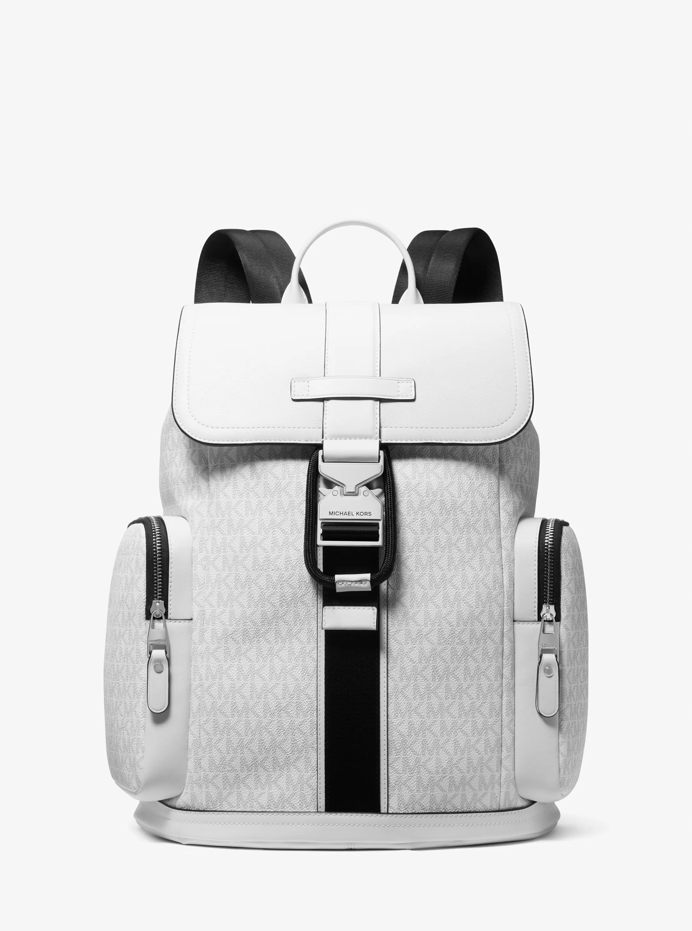 Mochila Hudson de piel con logotipo y bolsillos cargo in BLANCO BRILLANTE | Michael Kors