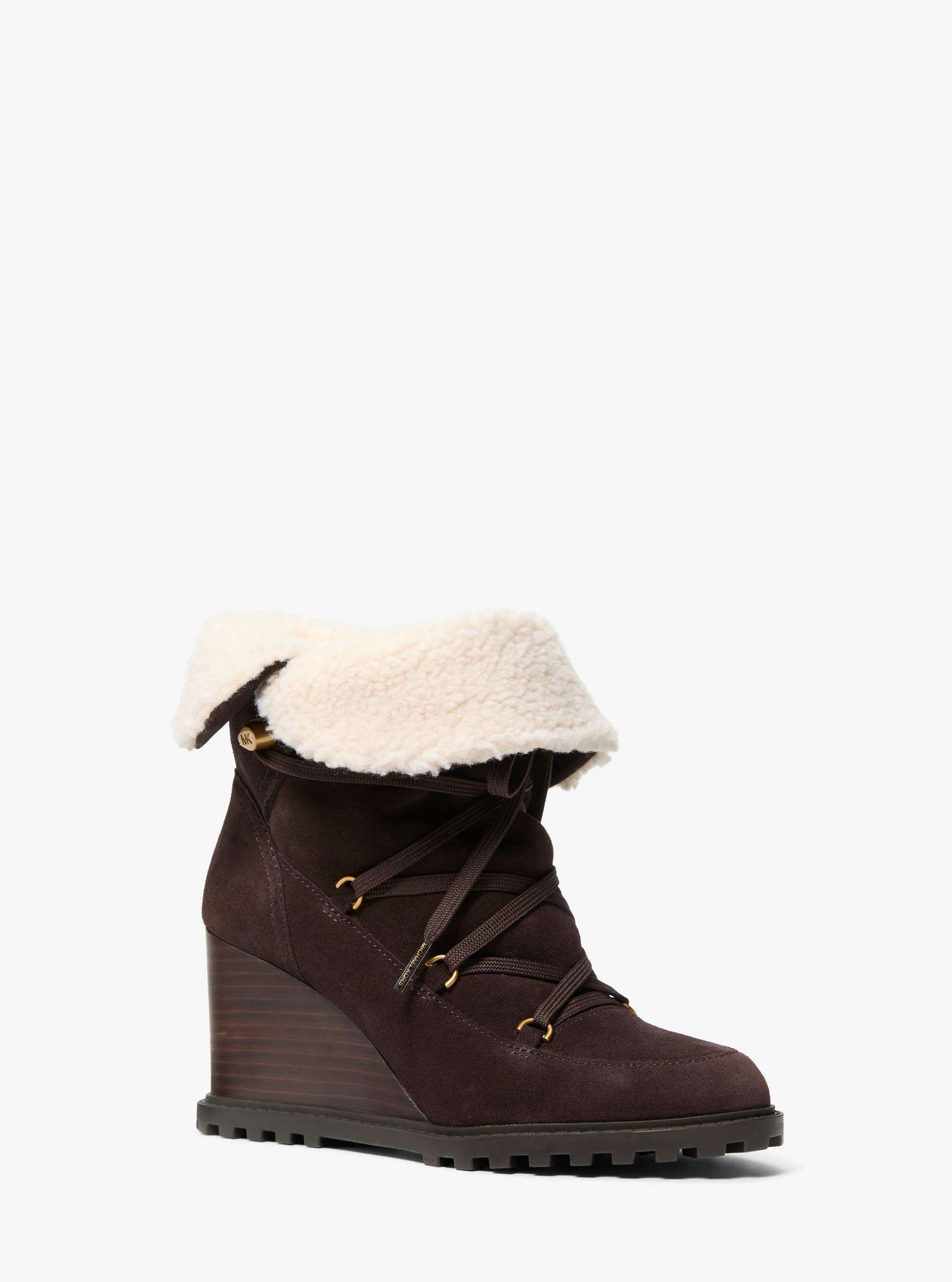 Blakely Suede Wedge Boot in CHOCOLATE | Michael Kors
