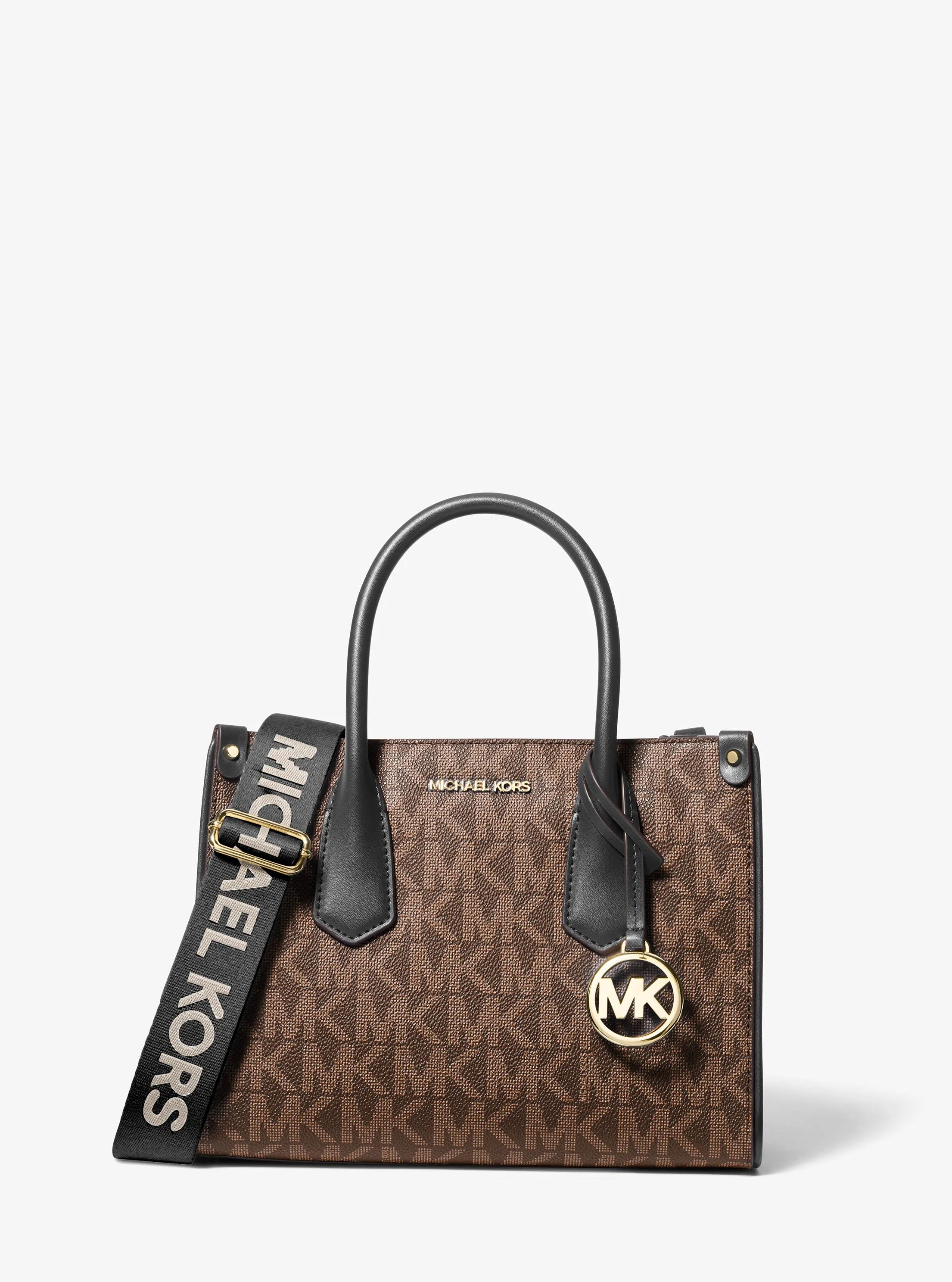 Maple Small Signature Logo Satchel in BROWN/BLK | Michael Kors