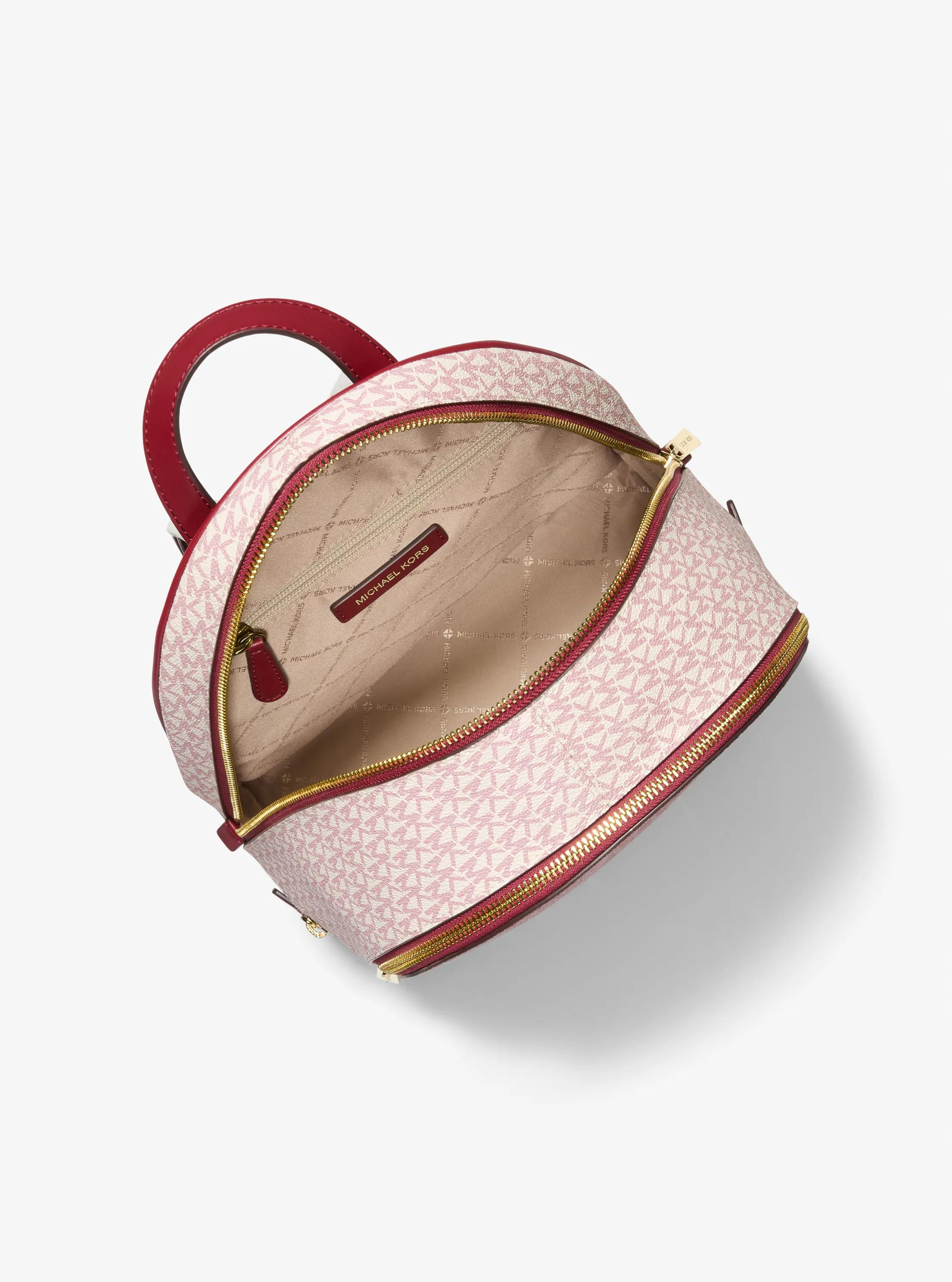 Rhea Medium Metallic Signature Logo Backpack