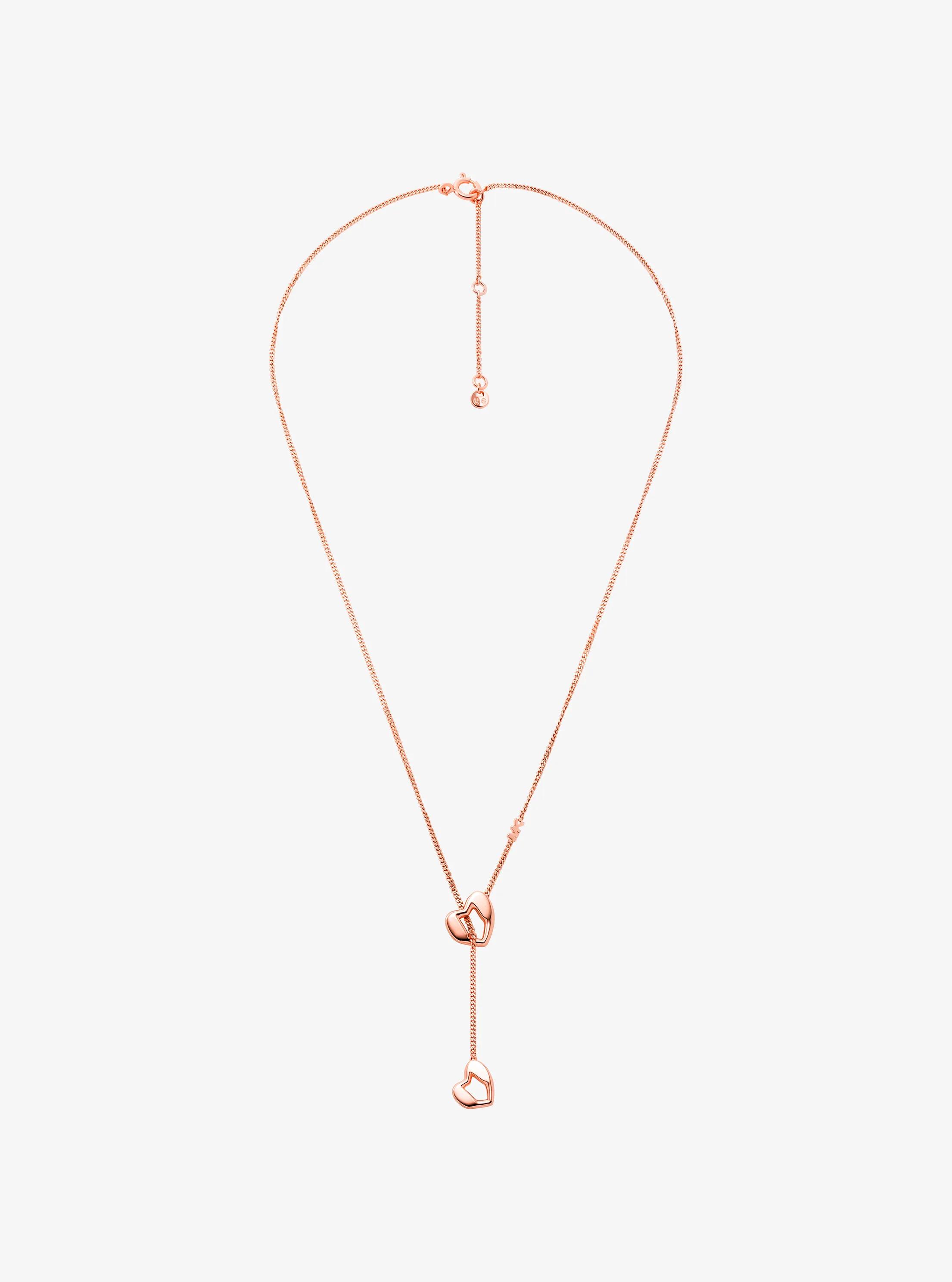 Precious-Metal Plated Sterling Silver Heart Chain Lariat Necklace in ROSE GOLD | Michael Kors