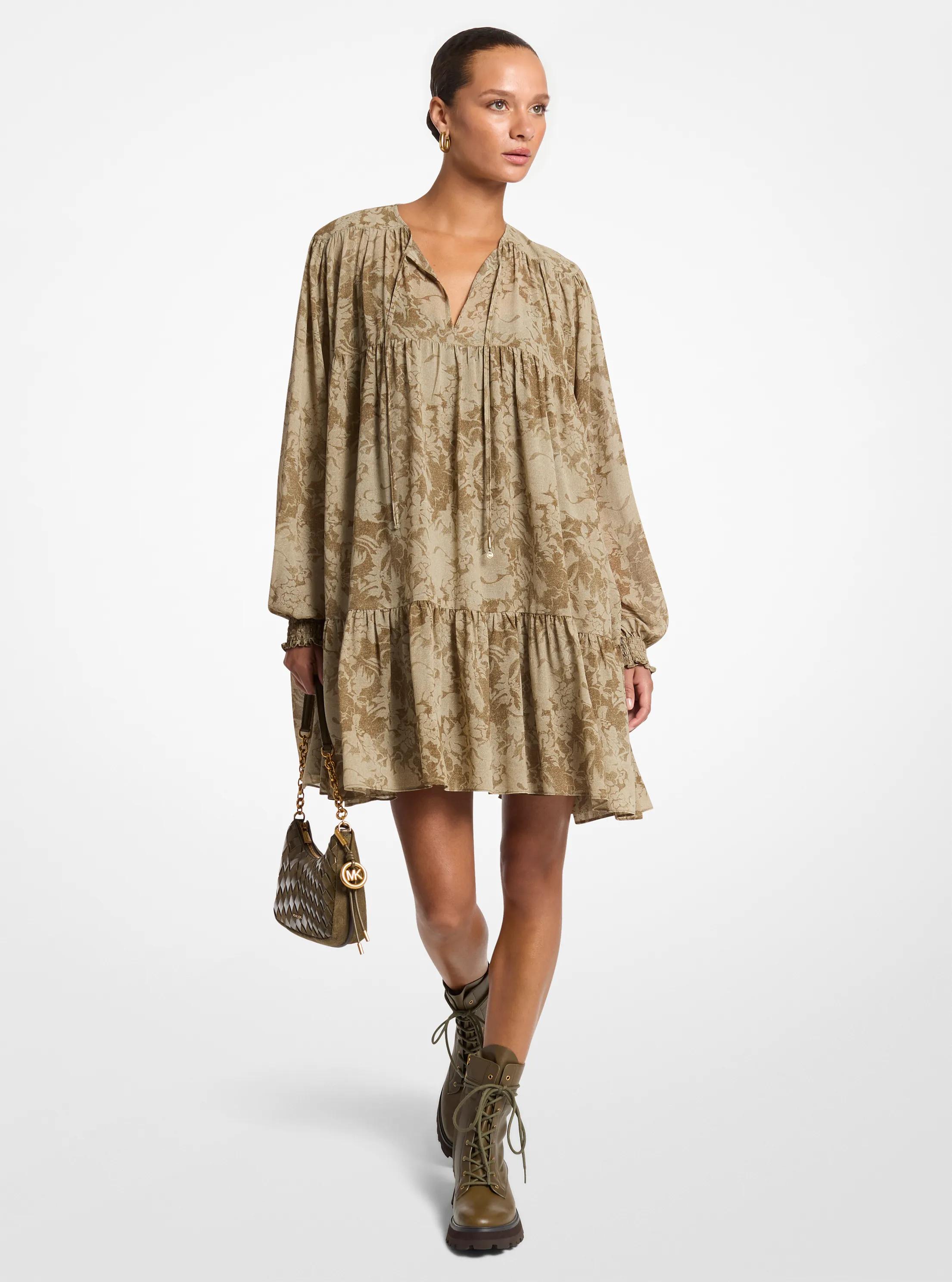 MK Robe à plusieurs niveaux en georgette à fleurs - Vert - Michael Kors