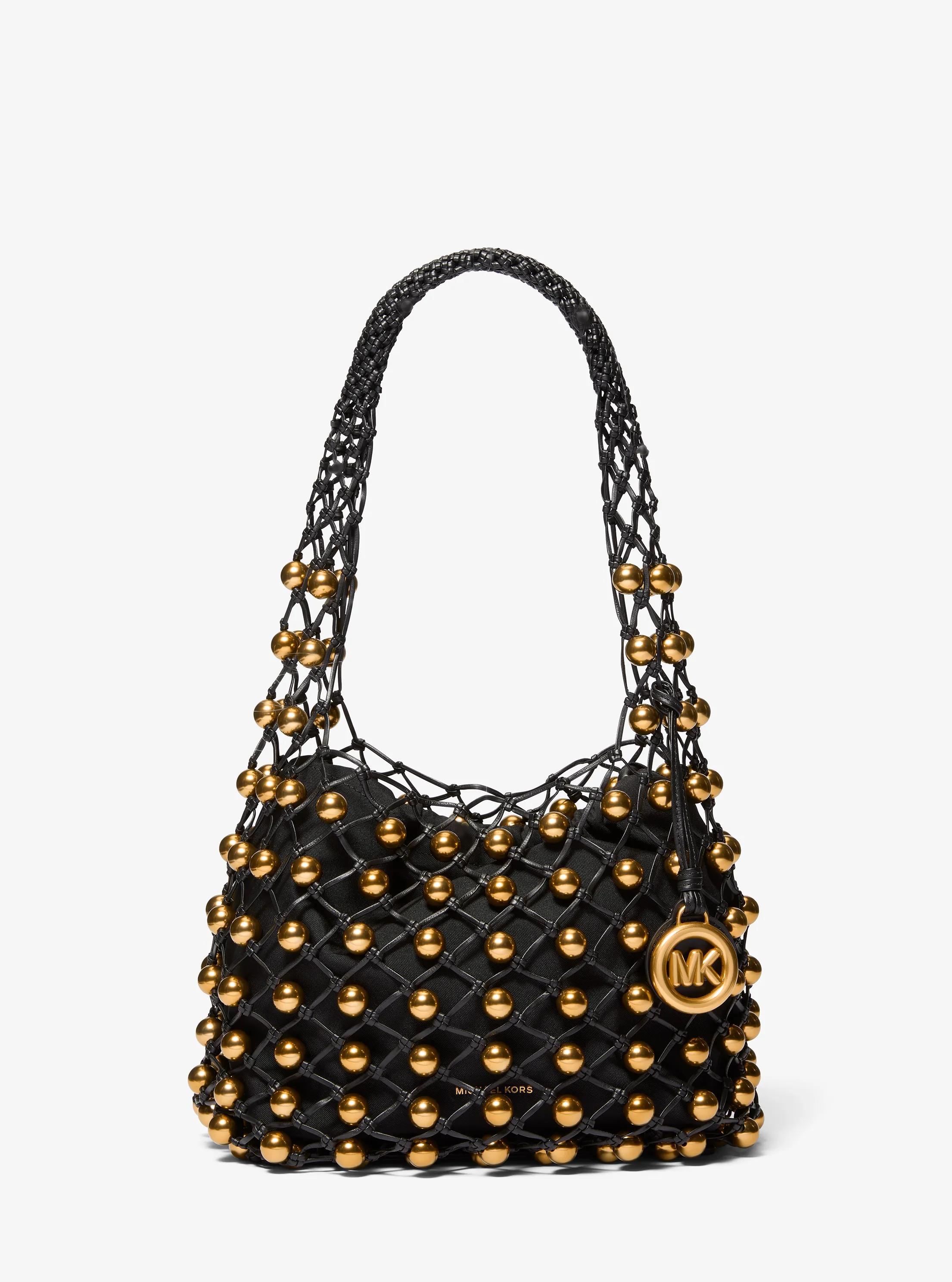 MICHAEL KORS ハンドバッグ モノグラム Limited-Edition Gwen Small Studded Hand-Woven Leather Hobo