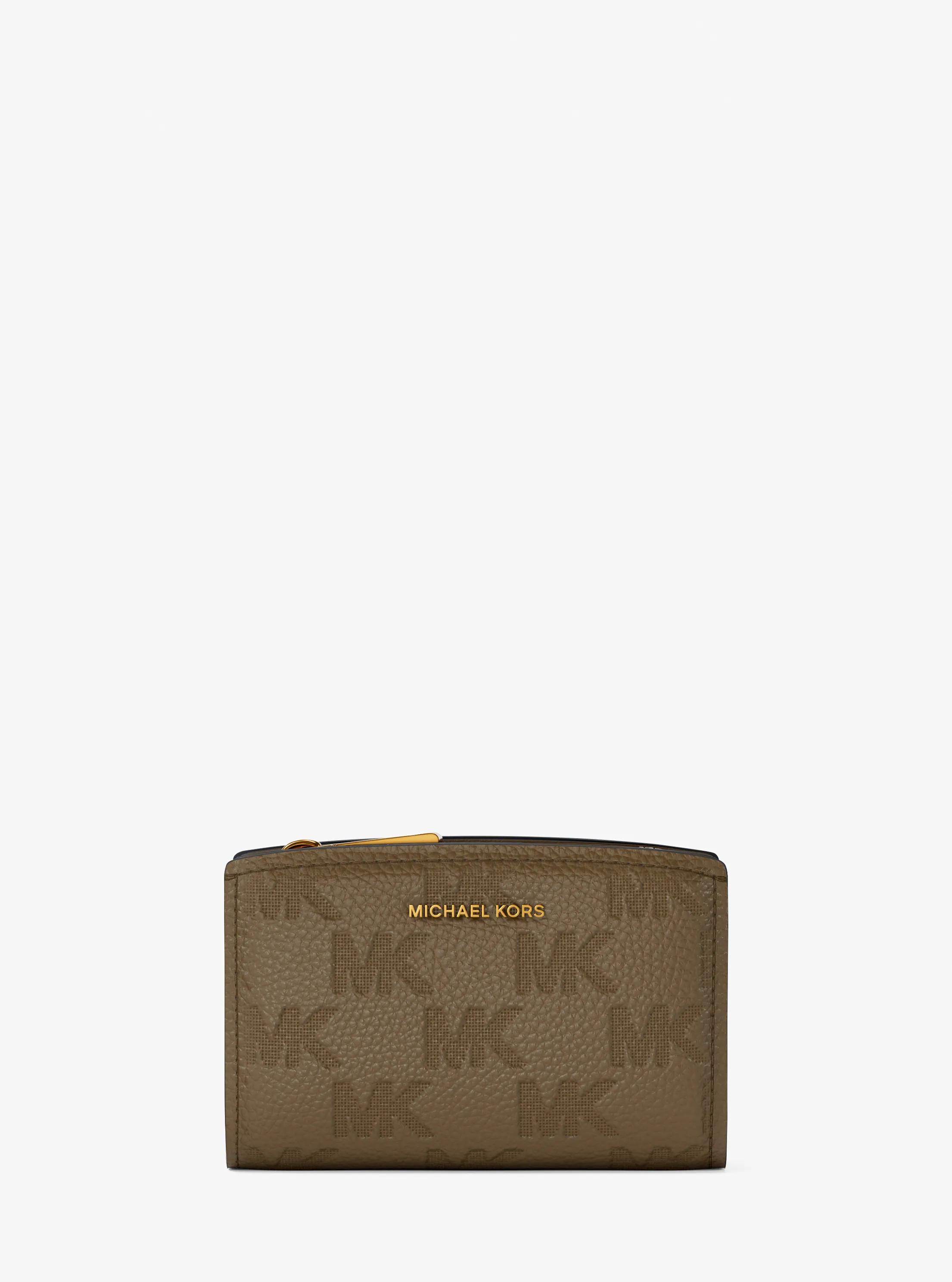 MK Portefeuille Bryant de taille moyenne en cuir à relief à logo - Vert - Michael Kors