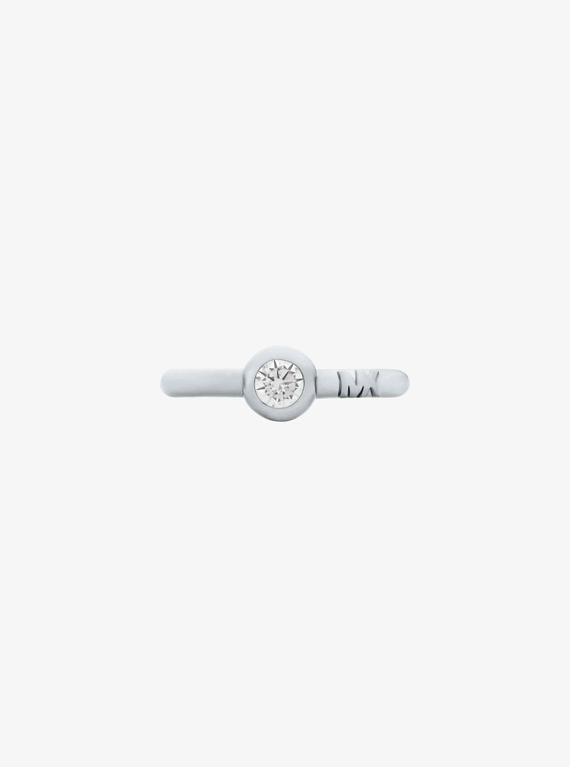 Michael Kors Round Stone Ring In Silver