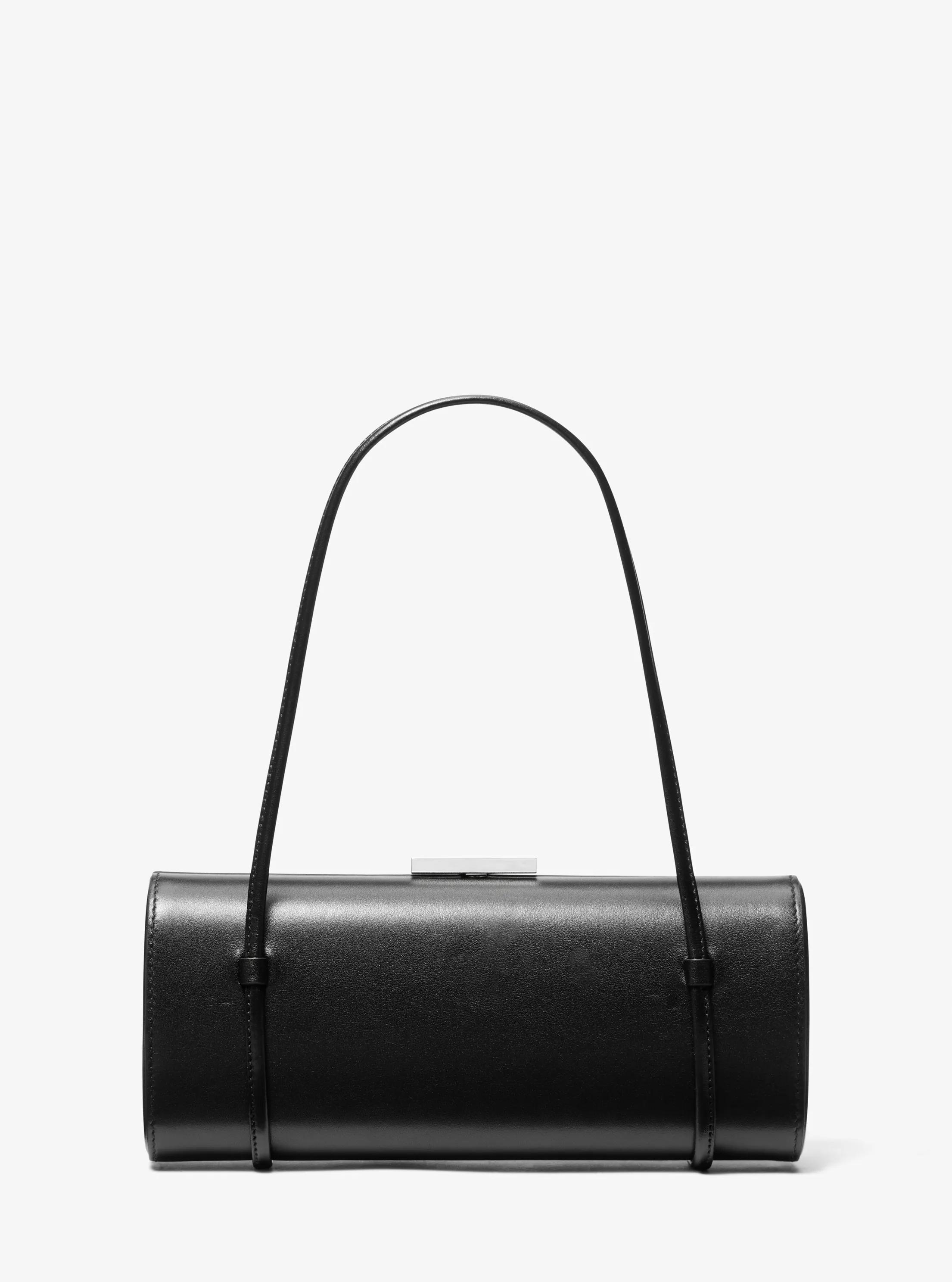 Natalie Leather Barrel Bag in BLACK | Michael Kors