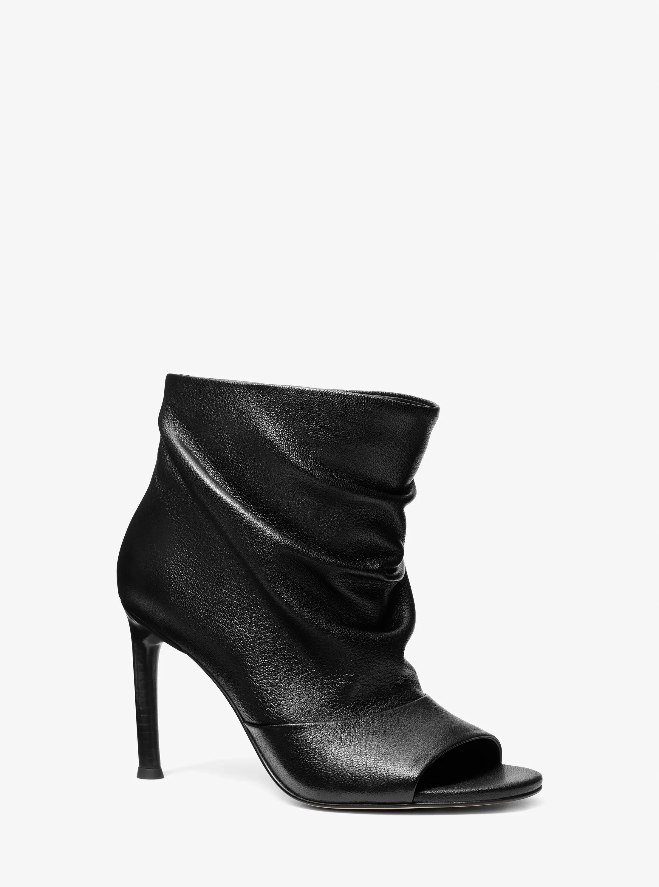 Raelynn Leather Open-Toe Ankle Boot in BLACK | Michael Kors