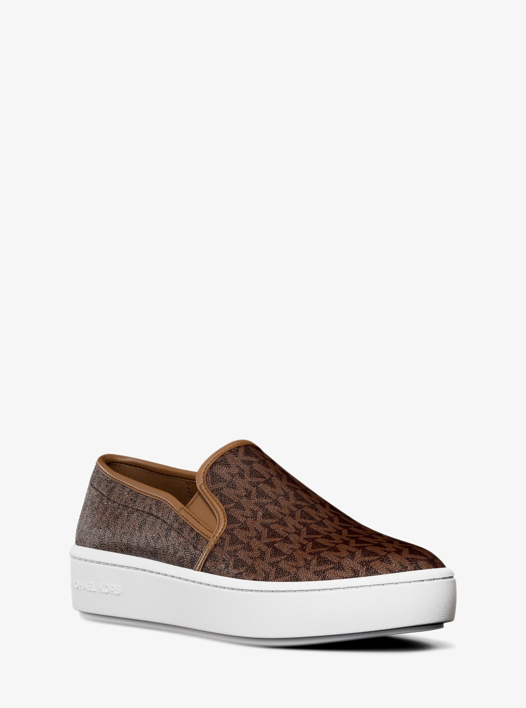 Teddi Signature Logo Slip-On Sneaker in BROWN/LUGGAGE | Michael Kors