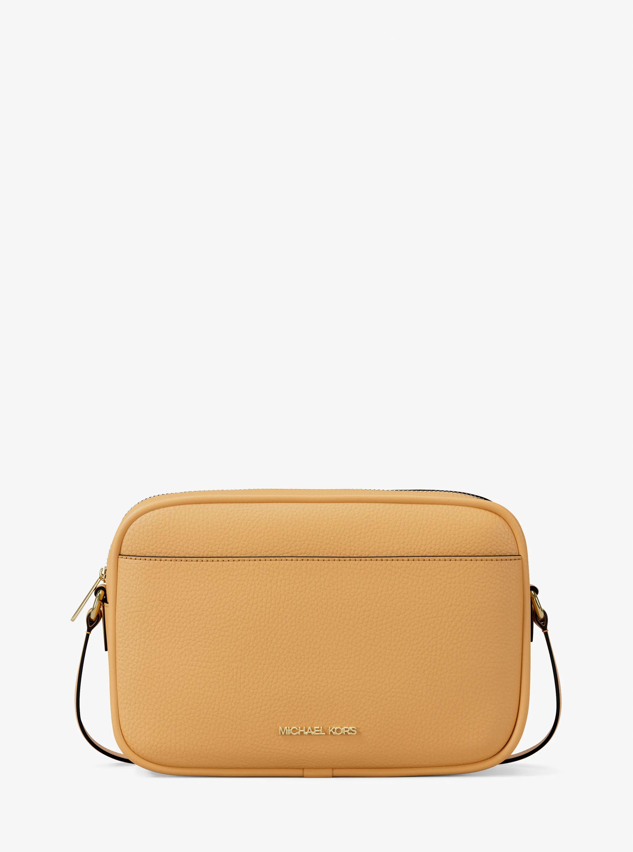 Jet Set Large Pebbled Leather Camera Crossbody Bag in HONEYWHEAT | Michael Kors